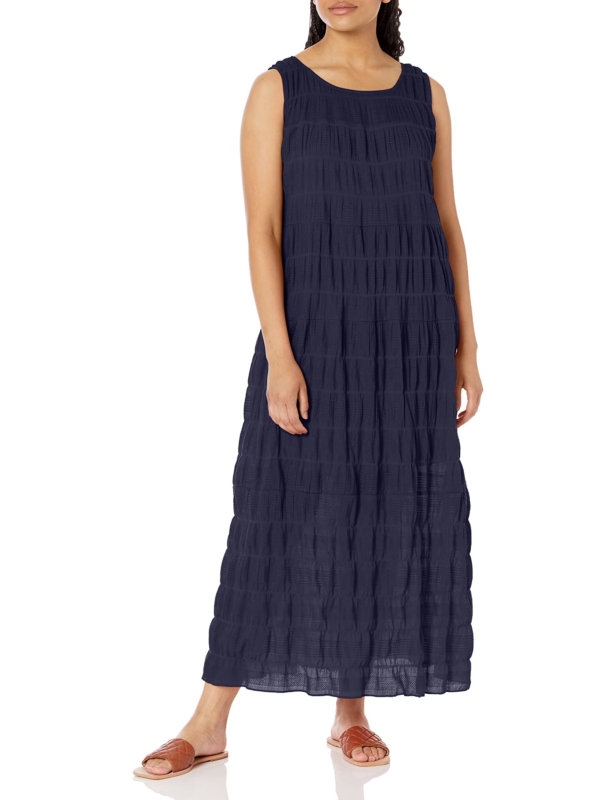 Max Studio Women's Cotton Sleeveless Tiered Maxi Dress - Summer Beach Dress, Casual Sundress for Vacation, Party & Outdoor Activities