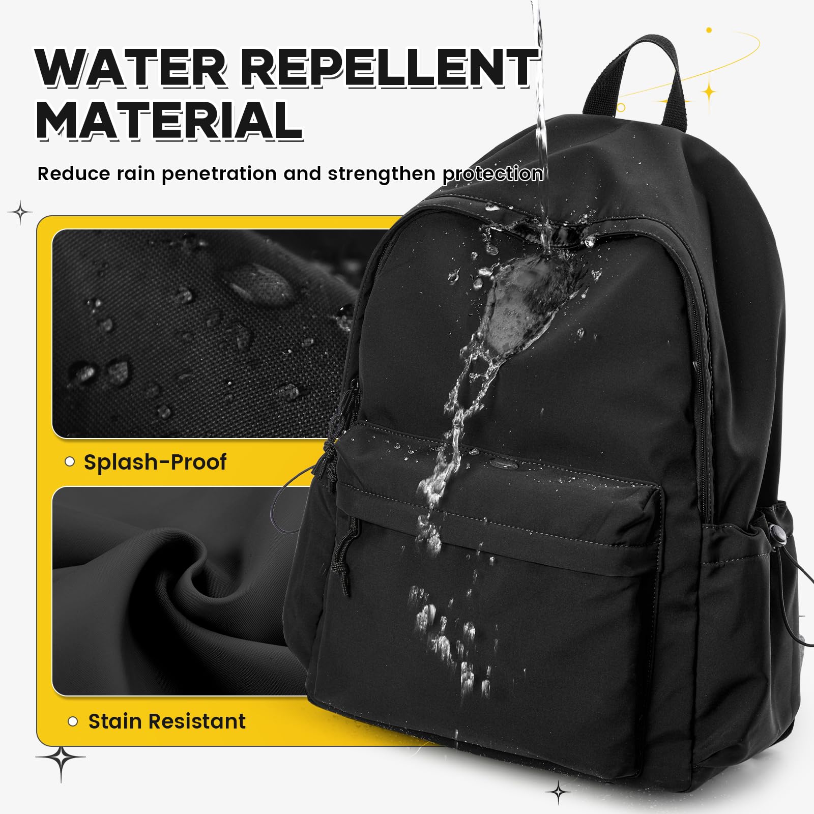 **Stylish Large Black Backpack for Women & Men - Waterproof Lightweight Travel Daypack, High School & College Bookbag - Perfect for Commuting, Hiking, and Everyday Use**