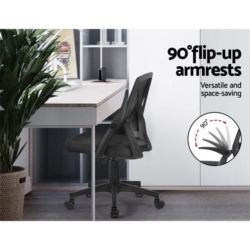 Ergonomic Mesh Office Chair with Mid Back Support - Black - Perfect for Home Office, Gaming & Workspace Comfort