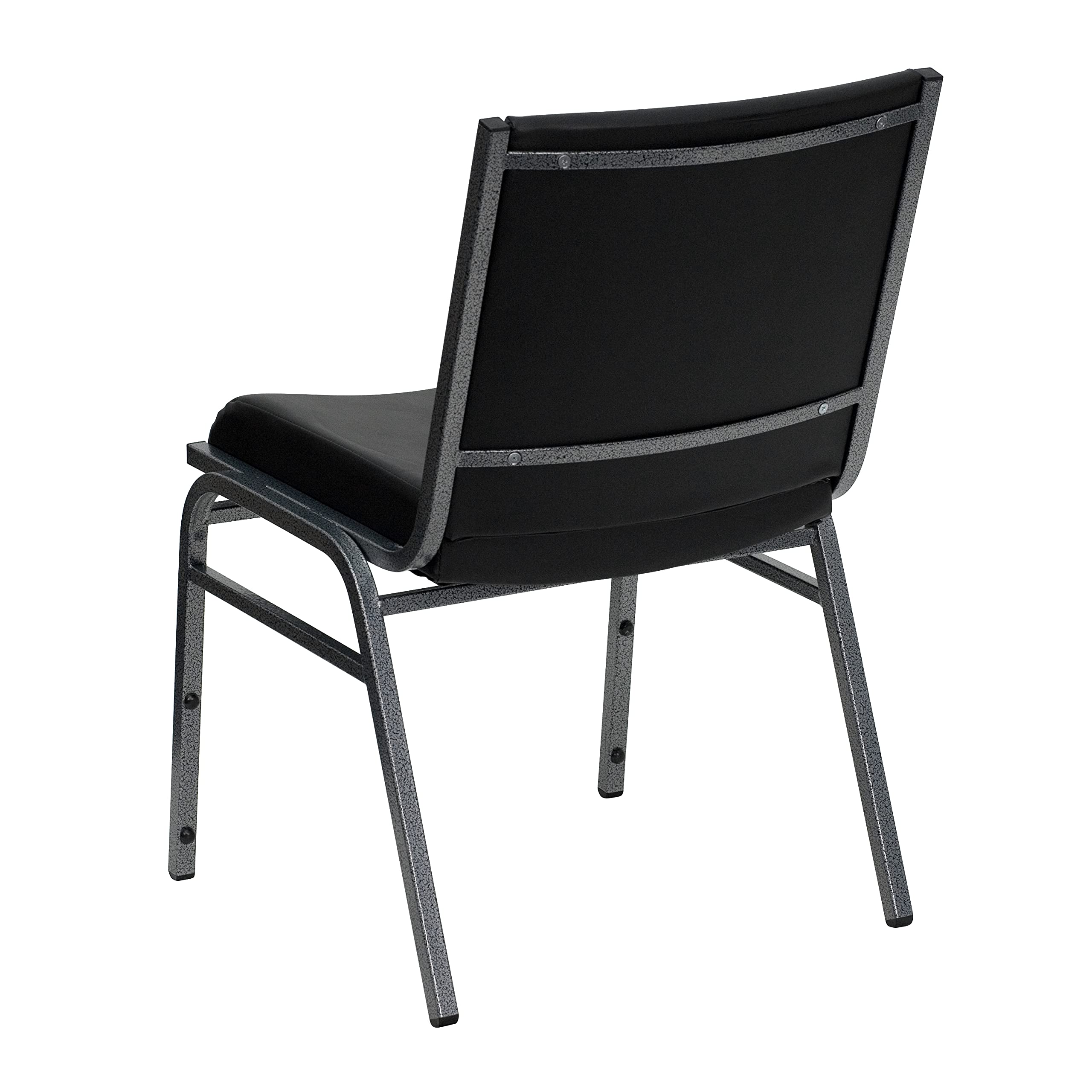4 Pack Heavy Duty Black Vinyl Stackable Chairs - Commercial Reception Furniture for Office, Conference Room, and Event Seating