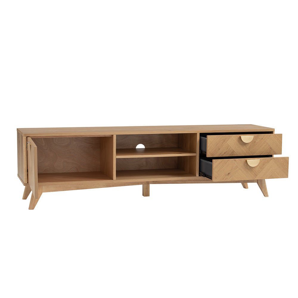 LOFTUS 180cm Oak Entertainment TV Stand - Modern TV Console for Living Room, Bedroom & Home Theater