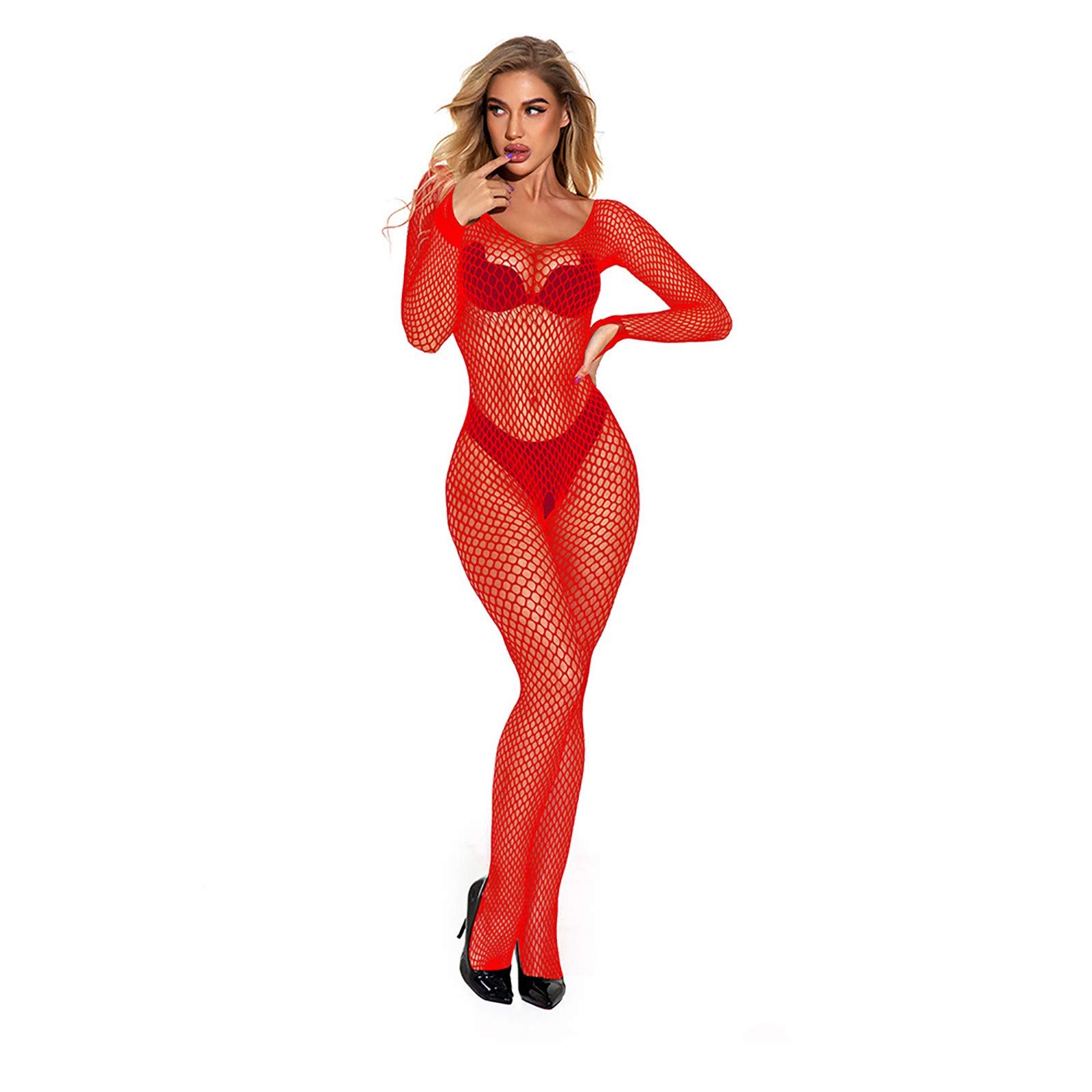 Sheer Lingerie for Women - High Waist Fishnet Stockings, Thigh High Tights & Soft Lace Bodysuit | Sexy Pantyhose for Date Night, Boudoir Photography & Romantic Occasions