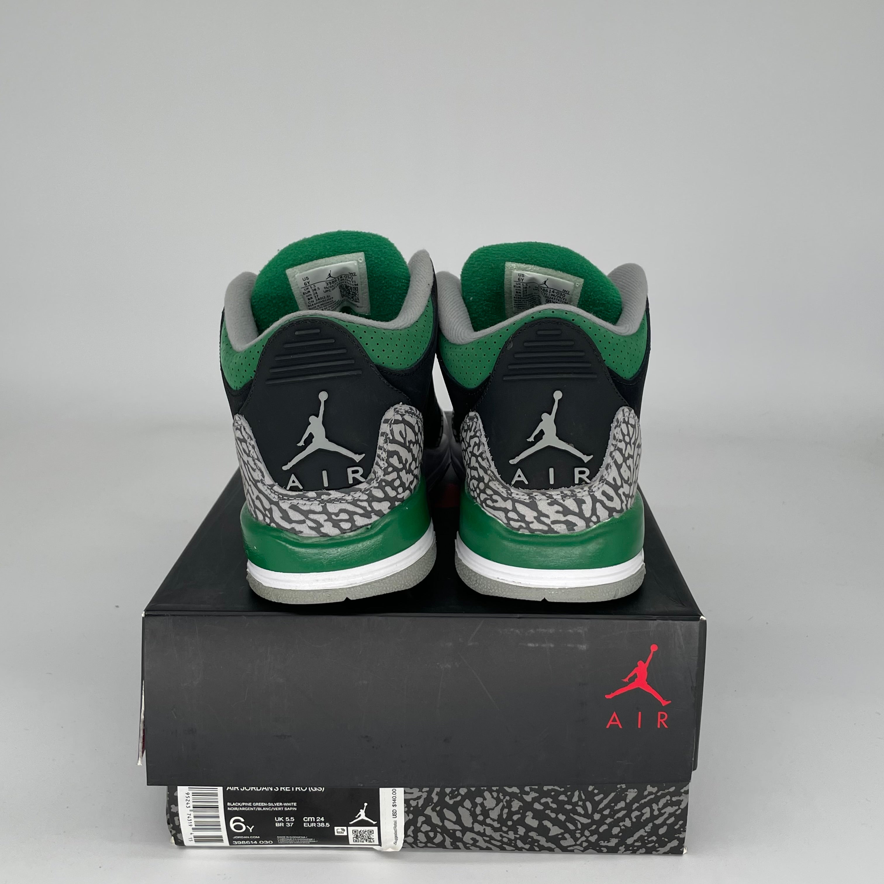 AIR JORDAN 3 Retro Pine Green Sneakers - Size 6Y (398614-030) - Men's Basketball Shoes for Court & Street Style