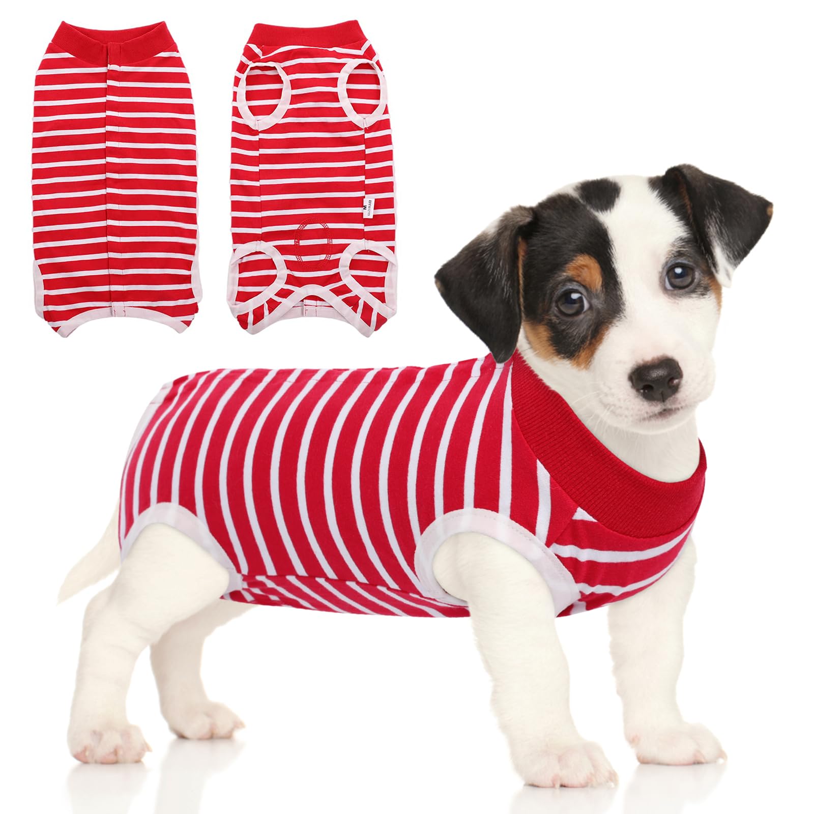 SAWMONG Dog Recovery Suit for Post-Surgery Care - Soft Spay Surgical Suit for Female & Male Dogs - Alternative to E-Collar Cone - Red X-Small - Perfect for Wound Protection & Comfort After Neutering or C-Section