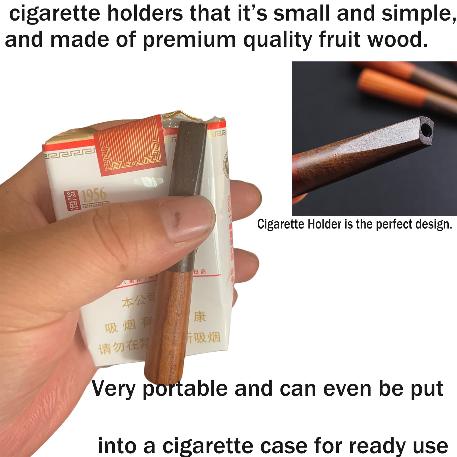 Premium Wooden Cigarette Holder - Handcrafted Solid Wood V-Mouth Pipe for Cigars & Hand-Rolled Cigarettes | 3.5