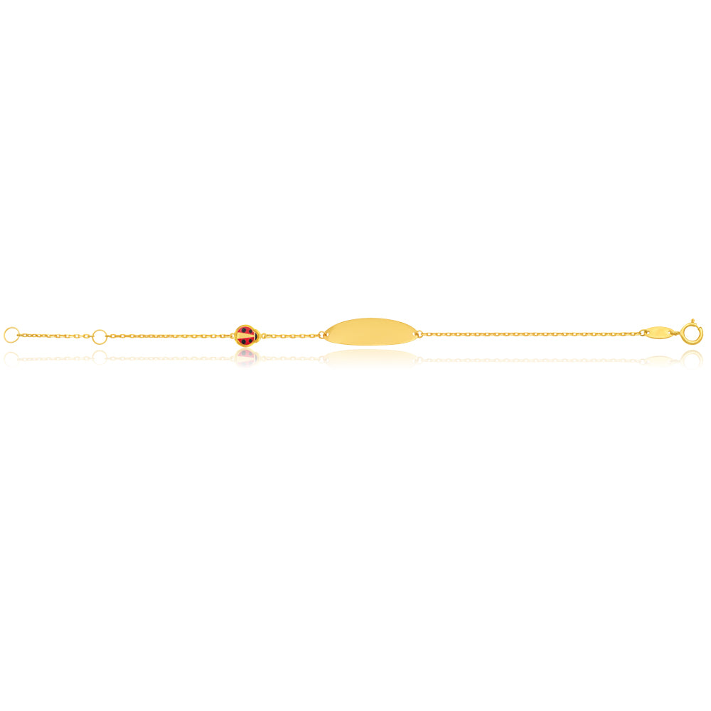 9ct Yellow Gold 15cm Ladybug Charm Bracelet with Red Enamel - Elegant Jewelry Gift for Women, Perfect for Birthdays, Anniversaries & Everyday Wear