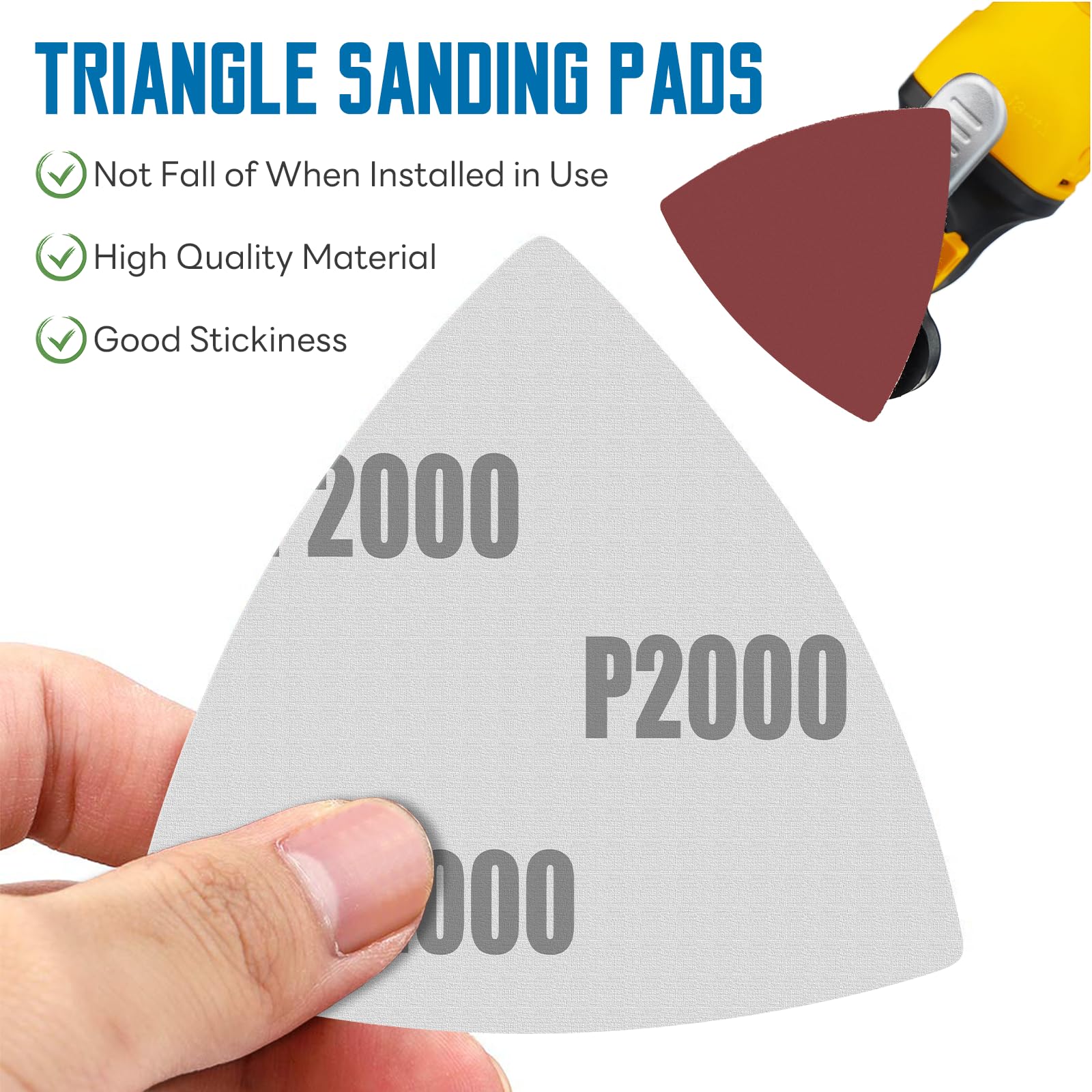 120 Pcs 2000 Grit Triangle Sanding Pads - Aluminum Oxide Multi-Tool Sandpaper for Oscillating Tools (3-1/8
