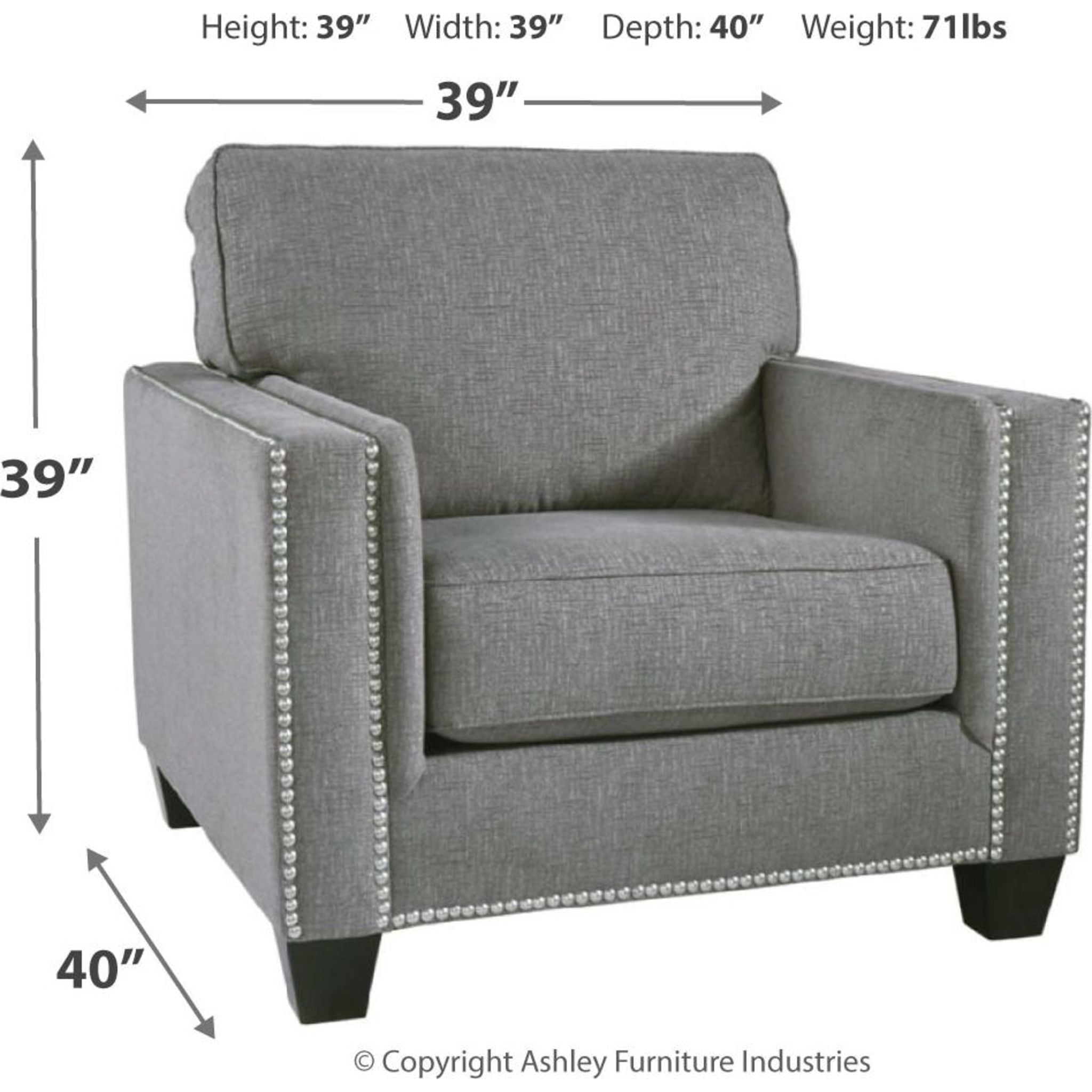 Barrali Chair - Modern Fog Gray Accent Chair for Living Room, Bedroom & Office - Comfortable Upholstered Lounge Chair with Sturdy Metal Legs - Perfect for Reading, Relaxing & Decorating Your Home