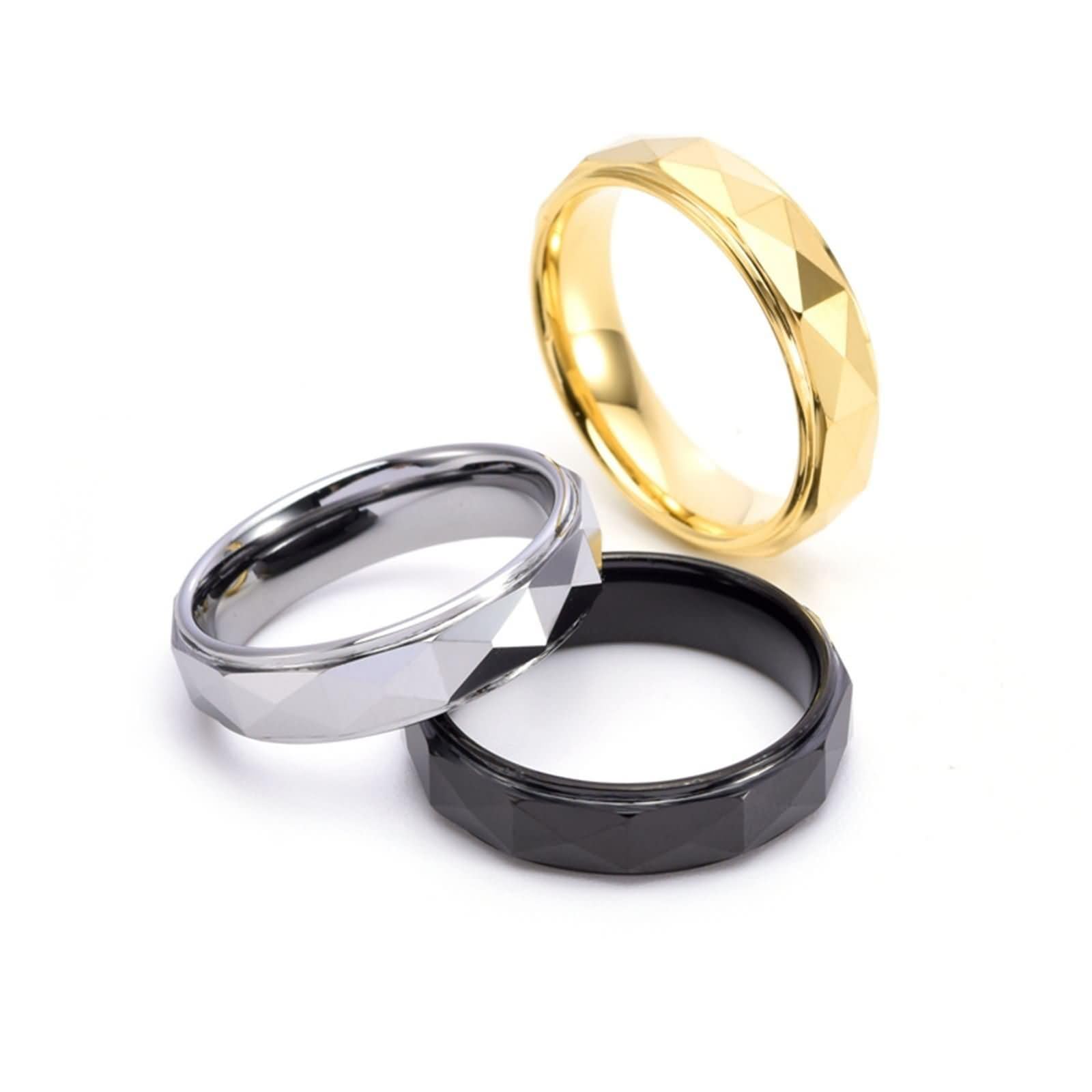 ANAZOZ Customizable Men's Tungsten Carbide Promise Ring - 6MM Round Black Band for Engagement, Wedding & Anniversary Gifts