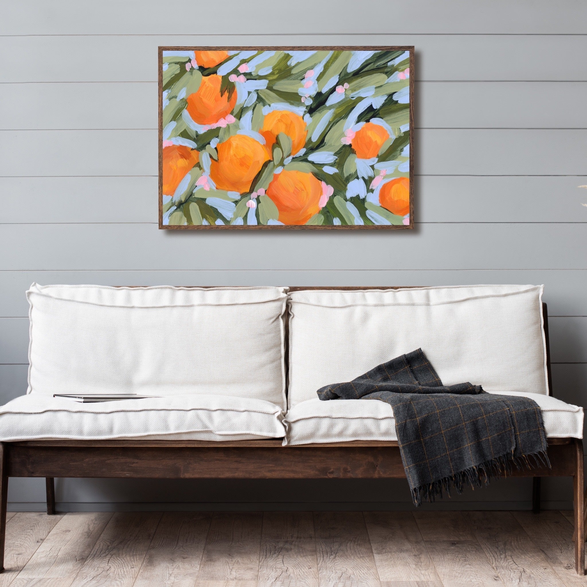 Vibrant Oranges and Blossoms Wall Art Print - Botanical Decor for Living Room, Bedroom & Office