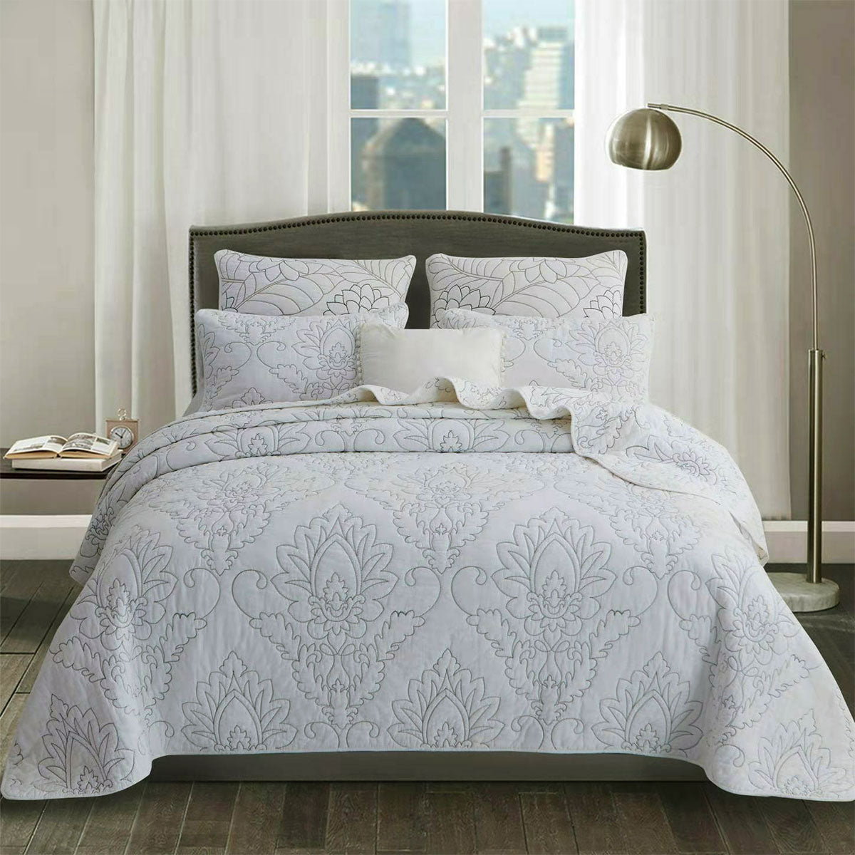 100% Cotton Coverlet Set - Majestic White Queen Size Bedding for Luxury Comfort | Perfect for Master Bedrooms, Guest Rooms & Hotels