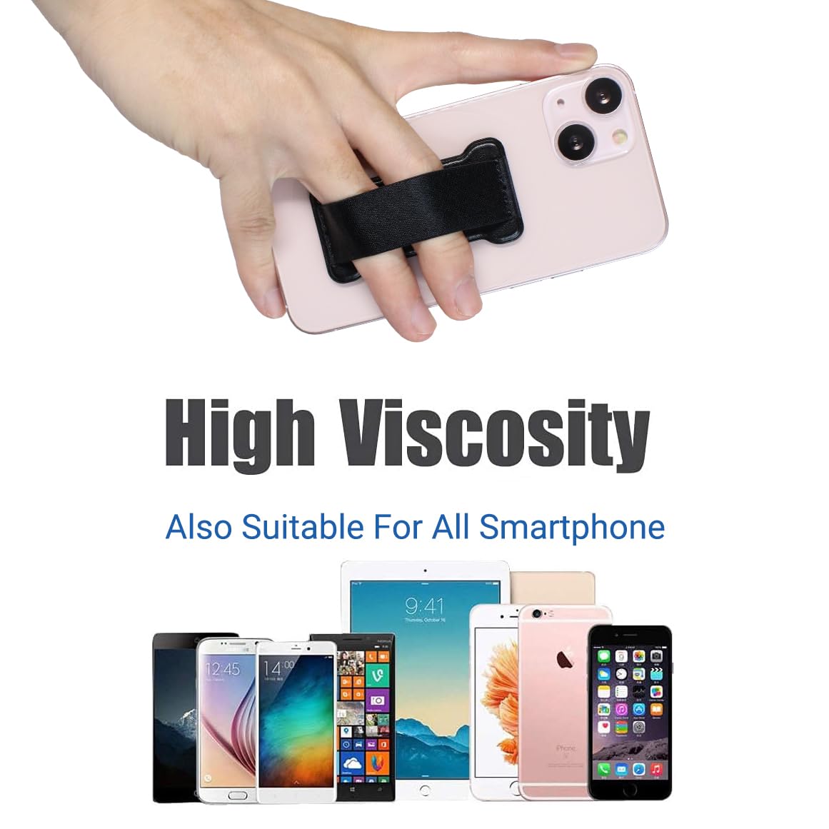 Universal Phone Grip Holder for Hands - 2 Pack Finger Strap Phone Holder with Selfie Grip, Compatible with Most Smartphones (Light Blue) - Perfect for Selfies, Gaming, and One-Handed Phone Use