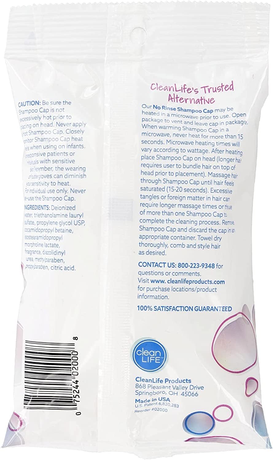 No Rinse Shampoo Cap for Adults & Elderly - Waterless Hair Cleansing Solution for Bedridden Patients, Post-Surgery Care & Travel Convenience