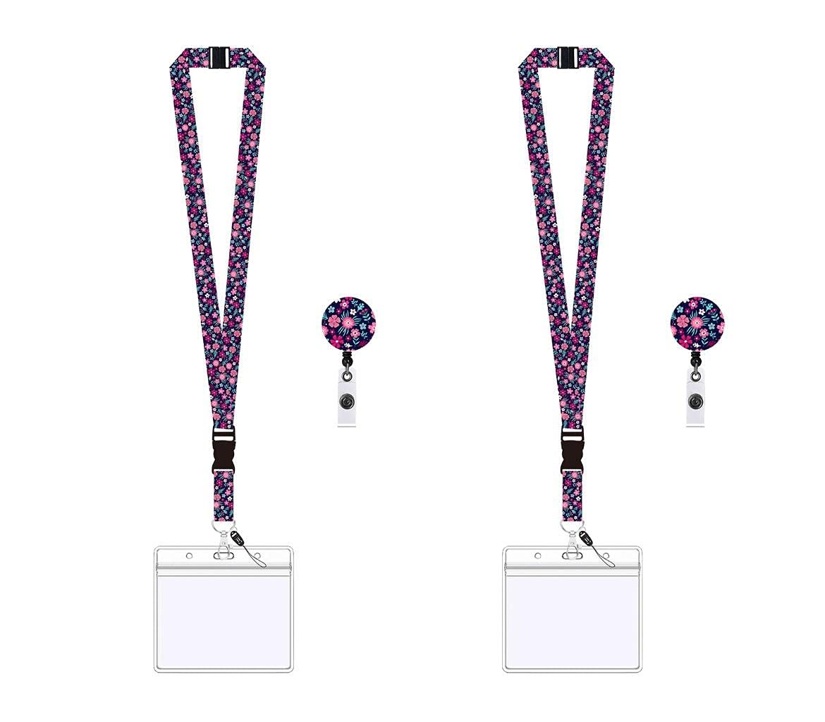 2Pcs Cruise Ship ID Lanyard with Retractable Badge Reel - Pink Elephant Design for Safety & Convenience on Board