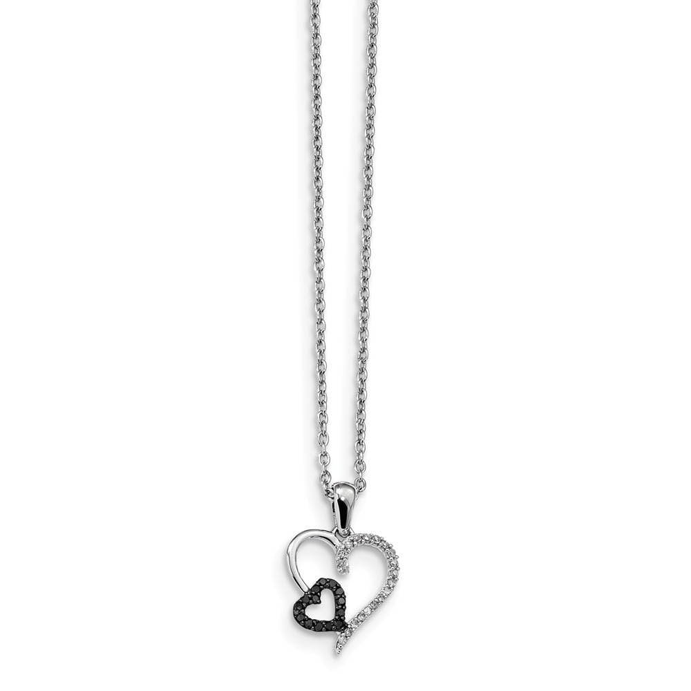 Sterling Silver 13mm Double Heart Necklace for Anniversary Gifts