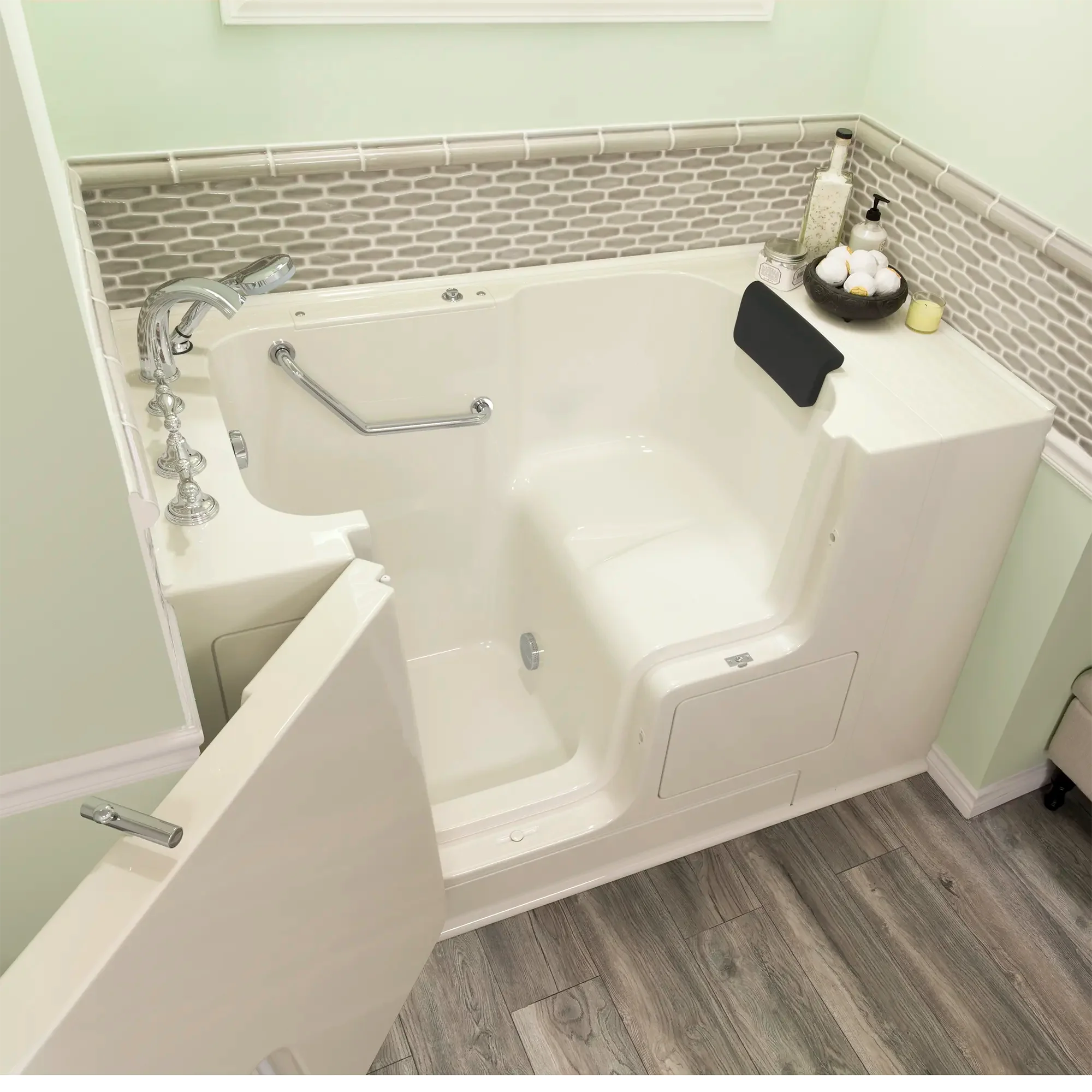 Premium 32 x 52 Inch Gelcoat Walk-In Bathtub with Soaker System & Left-Hand Drain Faucet - Ideal for Elderly Safety & Accessible Bathing