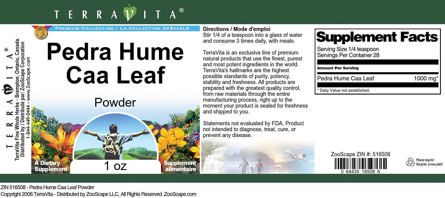 Organic Pedra Hume CAA Leaf Powder - 1 oz (ZIN: 516508) | Herbal Supplement for Energy & Wellness | Perfect for Smoothies, Tea & Natural Remedies