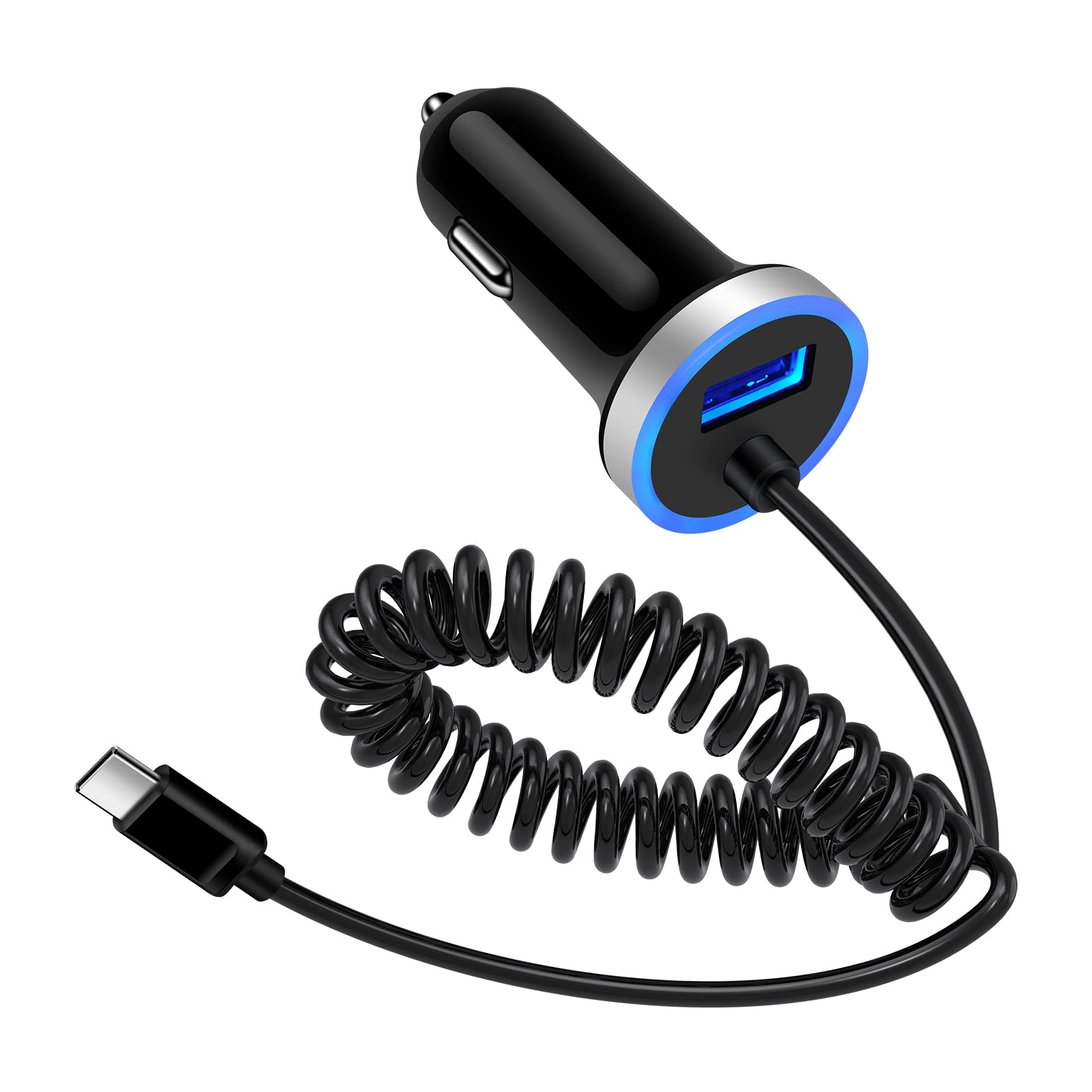 3.4A Fast Car Charger with USB C Cable - Dual Port Android Type C Car Charger Adapter for Google Pixel 9Pro XL/9Pro/9/8a/7/7Pro/8Pro/6a/5a & Samsung S25 Ultra/S25/S24 FE/S24/S23/S22/S21/Z Fold6/Z Flip6 - Perfect for Road Trips & Daily Commutes