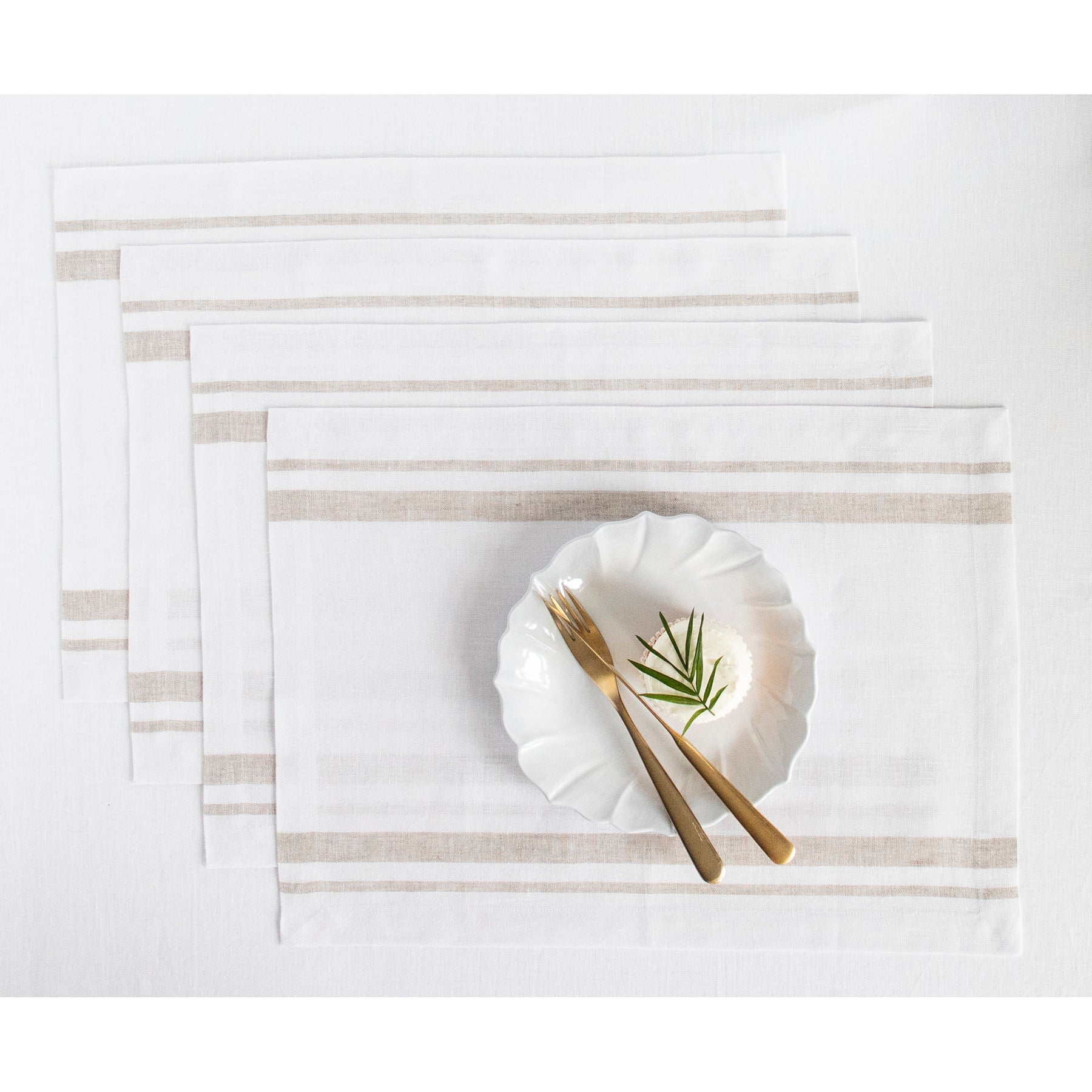 French Striped Placemats Set of 6 - Waterproof Woven Table Mats for Dining & Kitchen Decor - Perfect for Dinner Parties, Holiday Tablescapes & Home Styling
