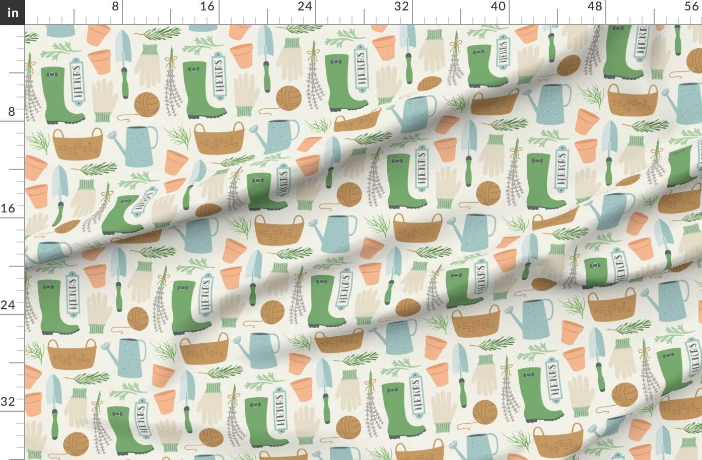 Premium Spoonflower Fleece Fabric - Garden Lavender Herb Tools Print by The Yard | Soft DIY Fabric for Sewing Blankets, Loungewear & No-Sew Projects | Perfect for Home Decor, Baby Clothes & Crafting
