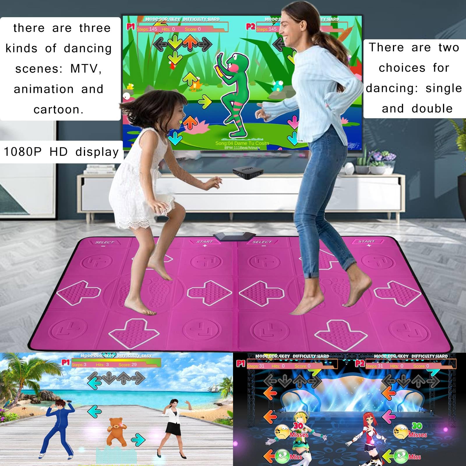Wireless Dance Mat for Kids & Adults - Double Player TV Dance Pad Game, Interactive Exercise Mat for Family Fun - Perfect Gift for Boys & Girls (Red) - Ideal for Home Fitness, Parties & Indoor Entertainment