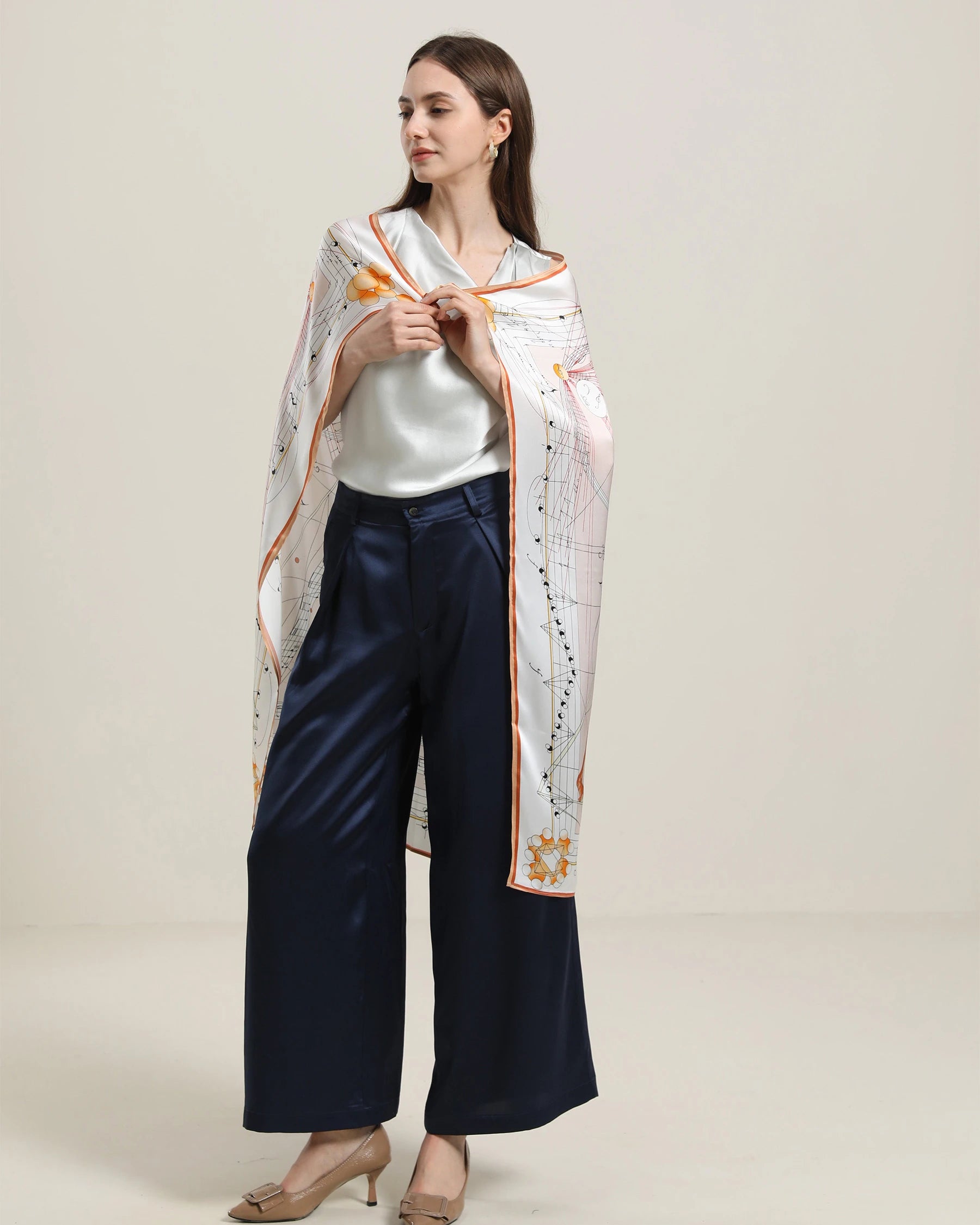 Elegant Silk Violin Scarf for Musicians - Soft & Lightweight Shawl for Violinists, Orchestra Performances, Concerts & Music Lovers