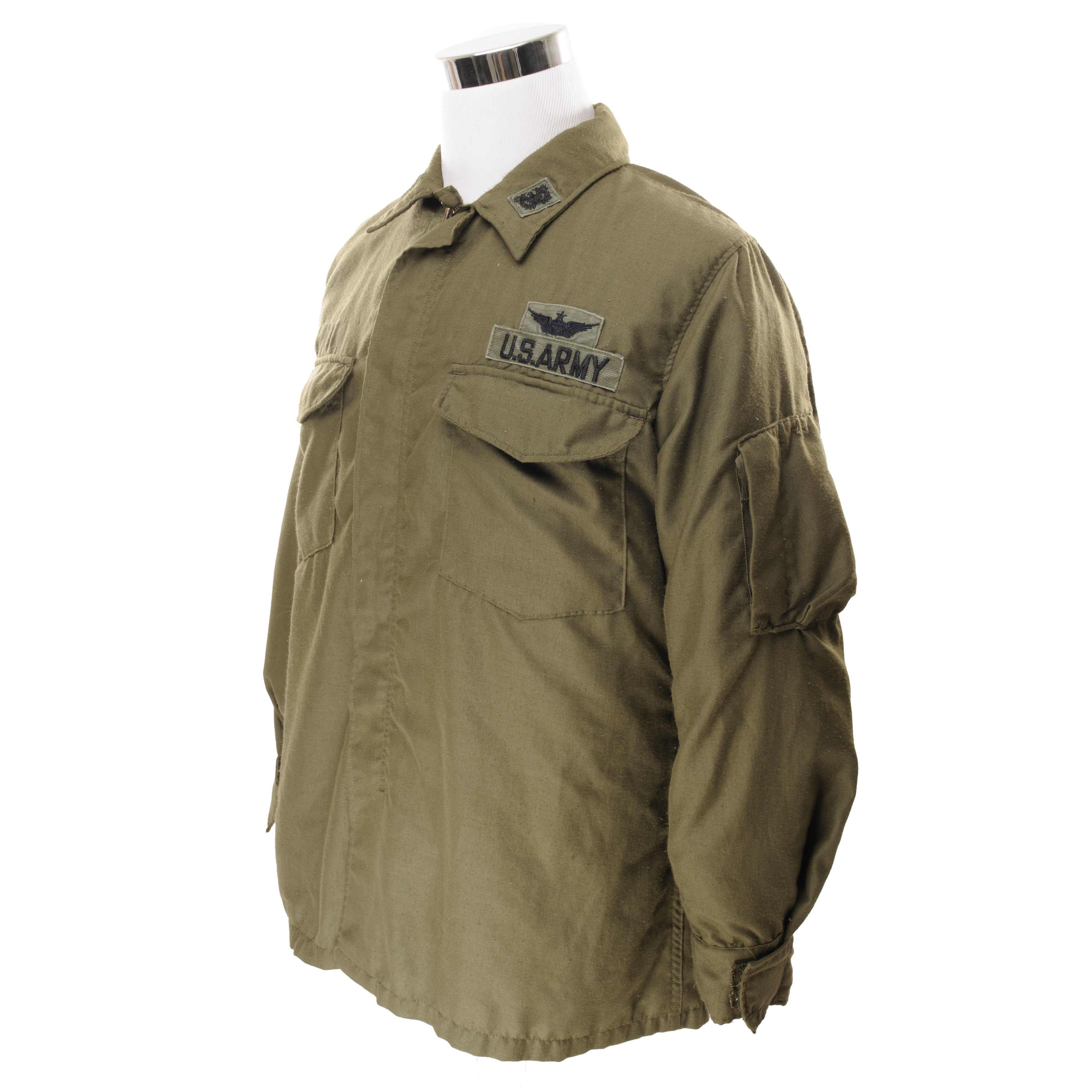 Vintage US Army Flight Shirt - Nomex Fire-Resistant Pilot Jacket with Patch - Size Large Regular - 1970s Military Aviation Gear - Perfect for Collectors, Reenactments & Vintage Style