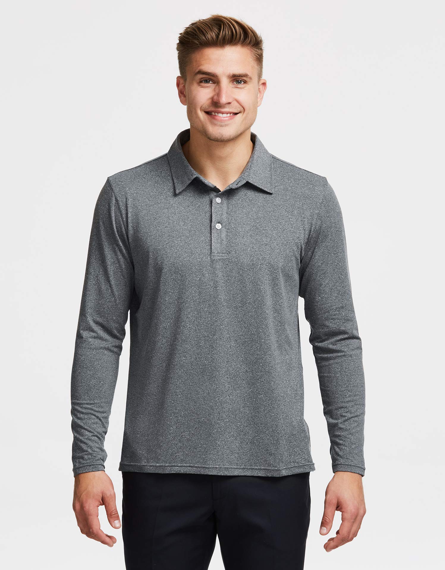 Solbari UPF 50+ Men's Sun Protection Long Sleeve Polo Shirt - UV Blocking, Breathable & Quick-Dry Activewear for Golf, Hiking & Outdoor Activities