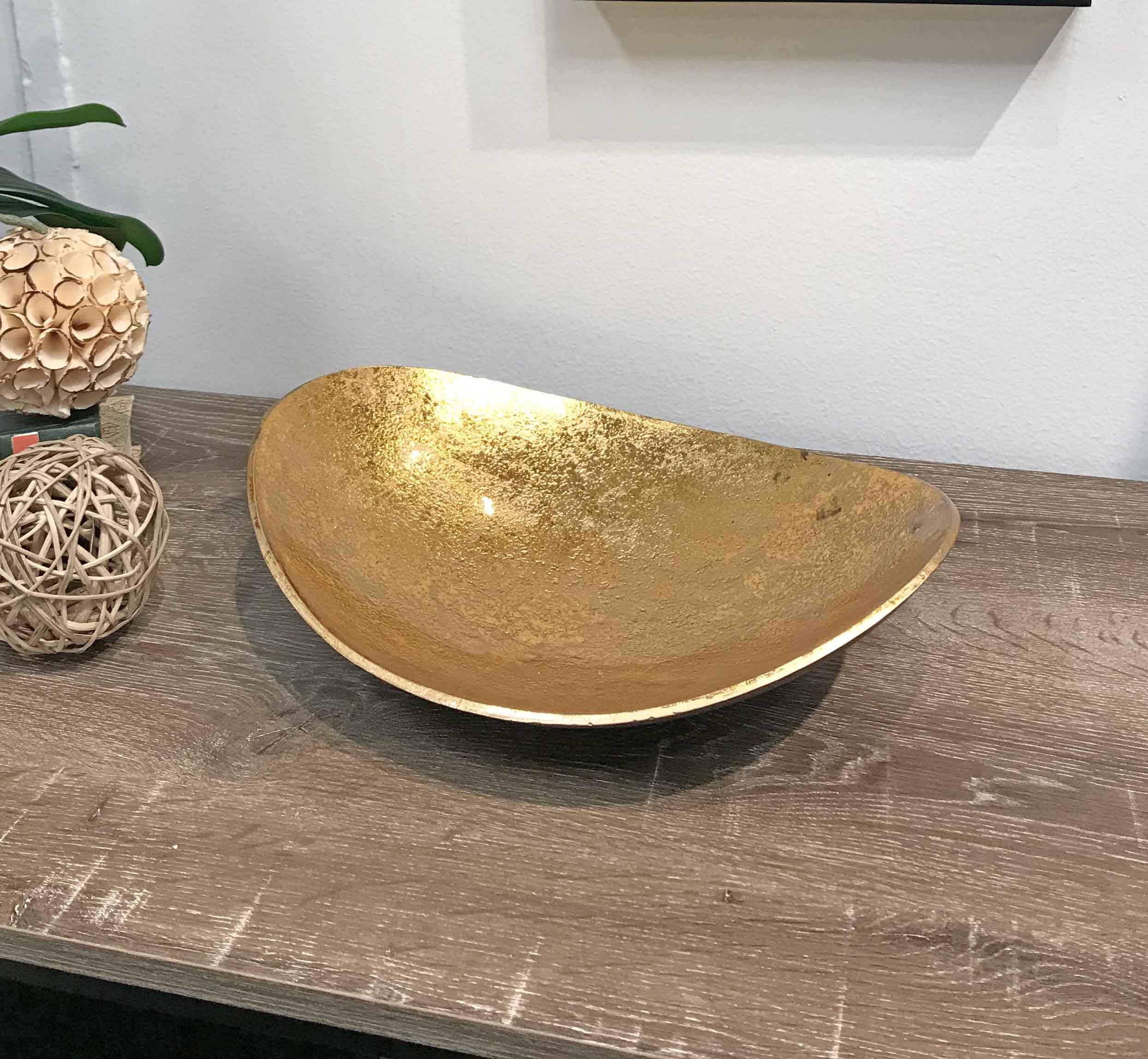 Modern Day Accents 4404 Metallic Oblong Tray in Bronze & Gold - Elegant Home & Office Decor, Kitchen Countertop Organizer, Stylish Fruit Bowl, 14