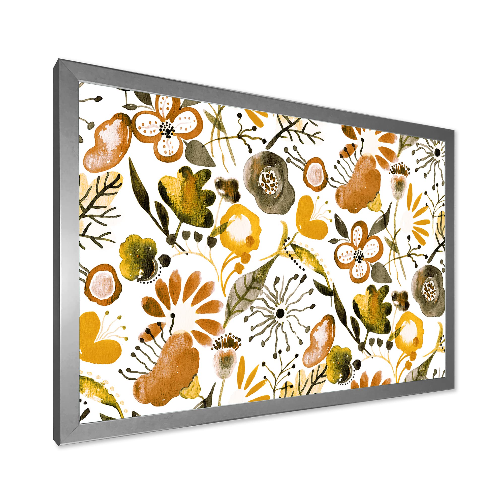 DesignQ Vibrant Wildflowers Framed Wall Art - Modern Floral Canvas Print for Living Room, Bedroom & Office Decor
