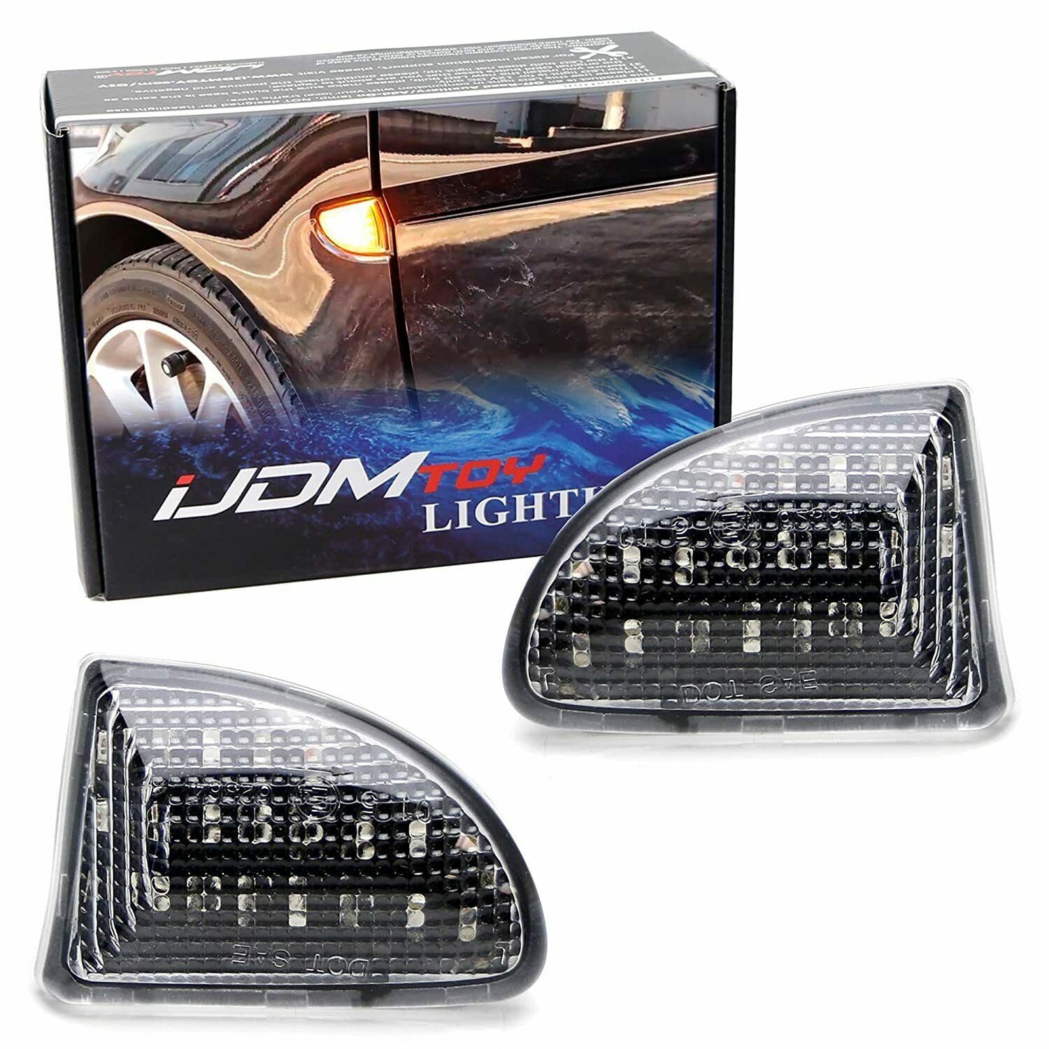 Amber LED Front Side Marker Lights for 2007-2015 Smart Fortwo W451 - Clear Lens - Enhanced Visibility & Safety for Night Driving & Turn Signals