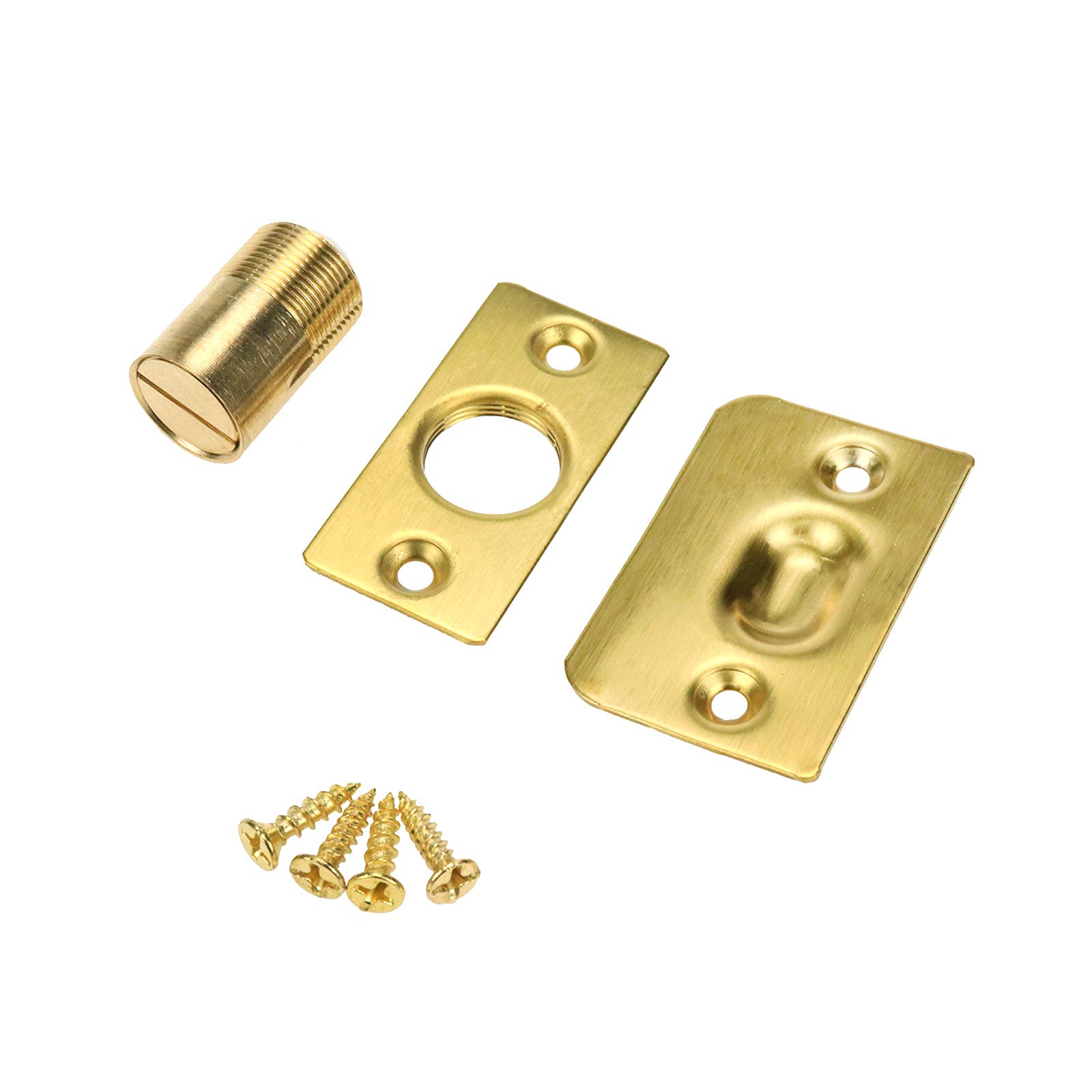 Dasunny 4-Pack Adjustable Stainless Steel Closet Door Ball Catch Locks with Strike Plate - Bright Gold Tone - Perfect for Sliding Doors, Cabinets & Wardrobes