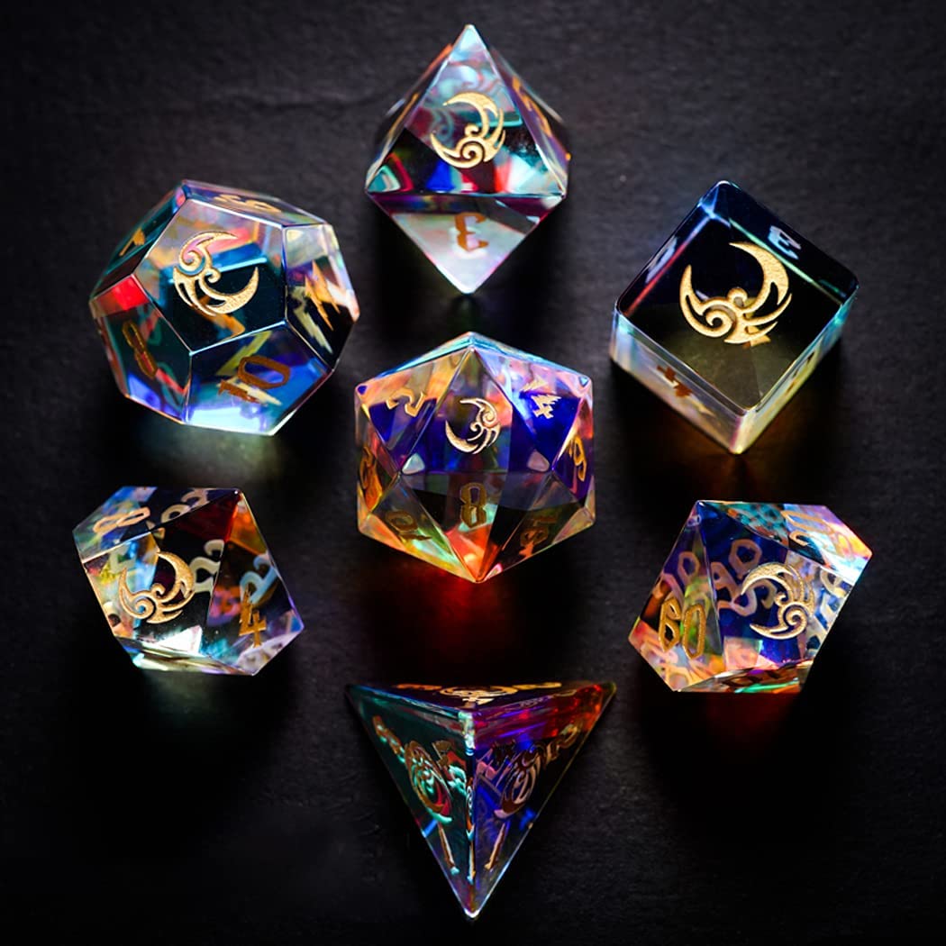 Premium D&D Dice Set - Dungeons and Dragons Polyhedral Dice for Tabletop RPG, TRPG, DND Games | 7-Piece Crystal Role Playing Dice with Elegant Design | Perfect for DND Campaigns, Pathfinder, and Fantasy Board Games