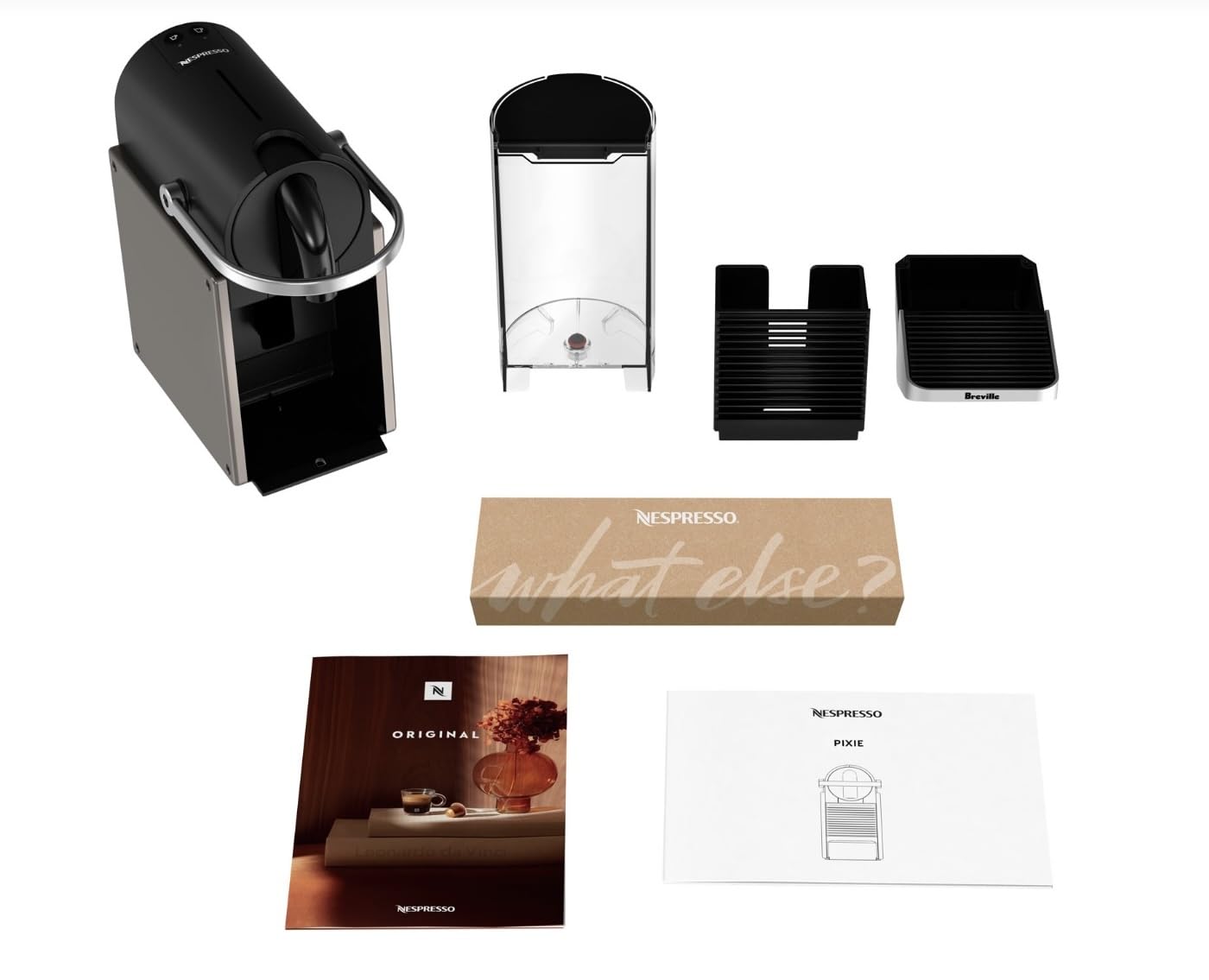 Nespresso Pixie Original Espresso Machine by Breville - Compact Titanium Coffee Maker for Home & Office - Perfect for Espresso, Latte & Cappuccino Lovers