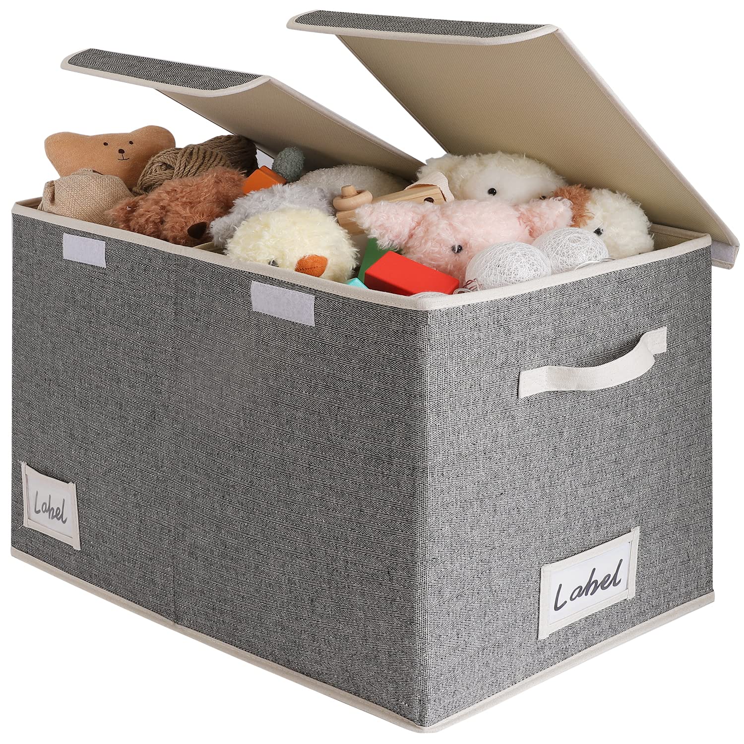 LoforHoney Collapsible Storage Bins with Double Lids - Durable Handles for Home & Office Organization