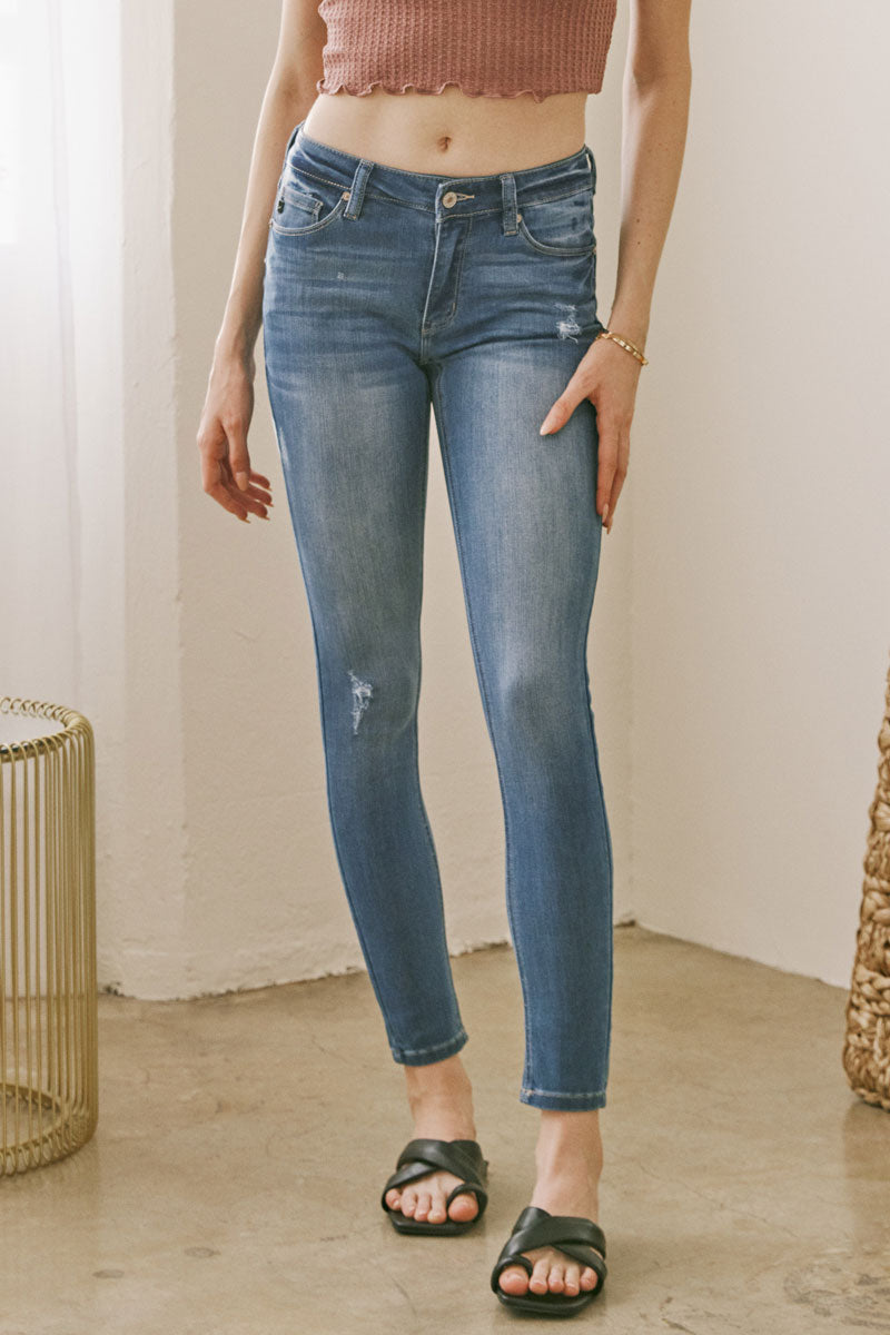 Mendy Mid Rise Super Skinny Jeans for Women - Stretch Denim Pants, Slim Fit, Comfortable Everyday Wear - Perfect for Casual Outfits, Work, and Night Out