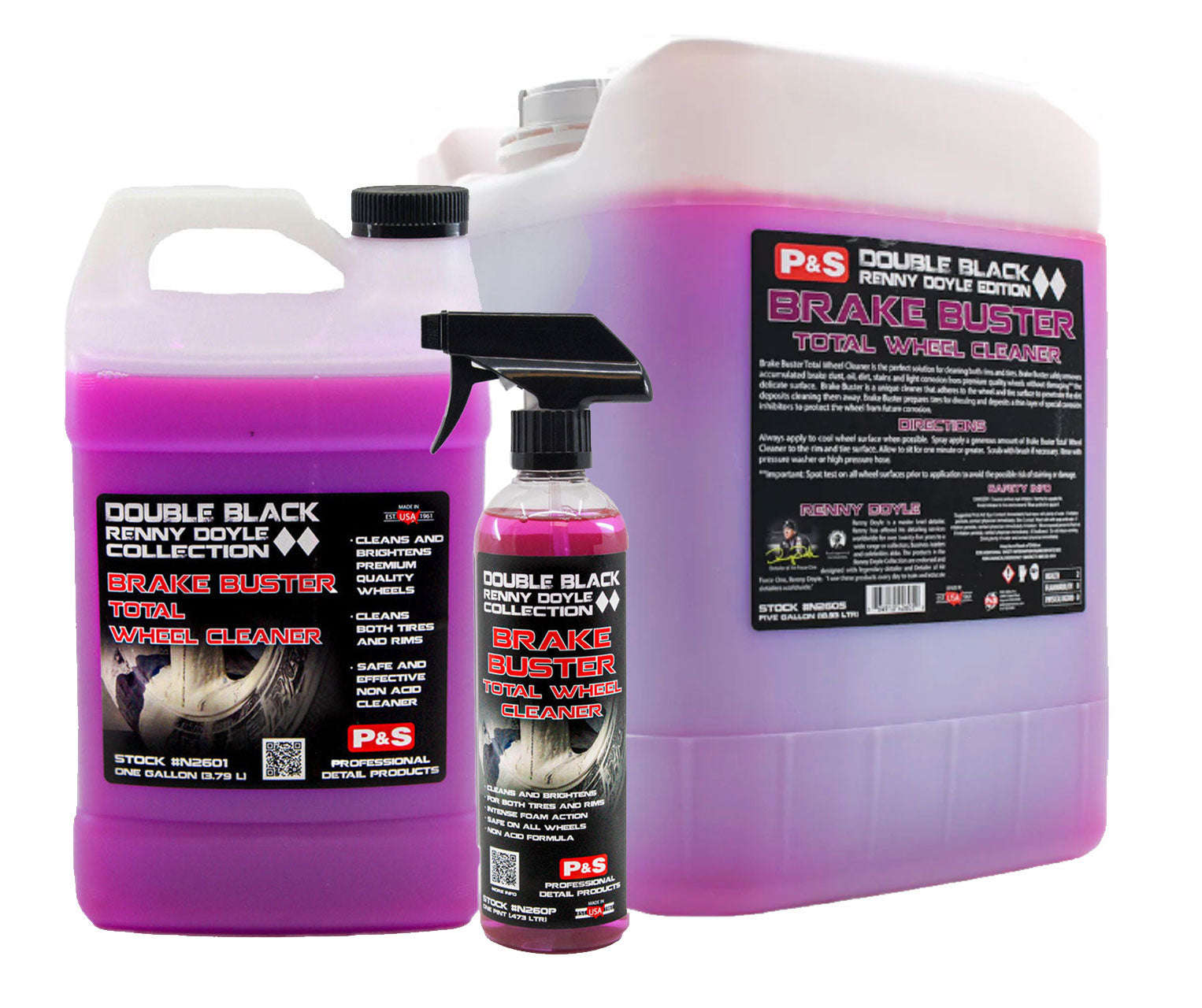 P&S Double Black Collection Brake Buster Non-Acid Wheel Cleaner - Safe for All Wheels & Rims - Perfect for Car Detailing & Auto Enthusiasts