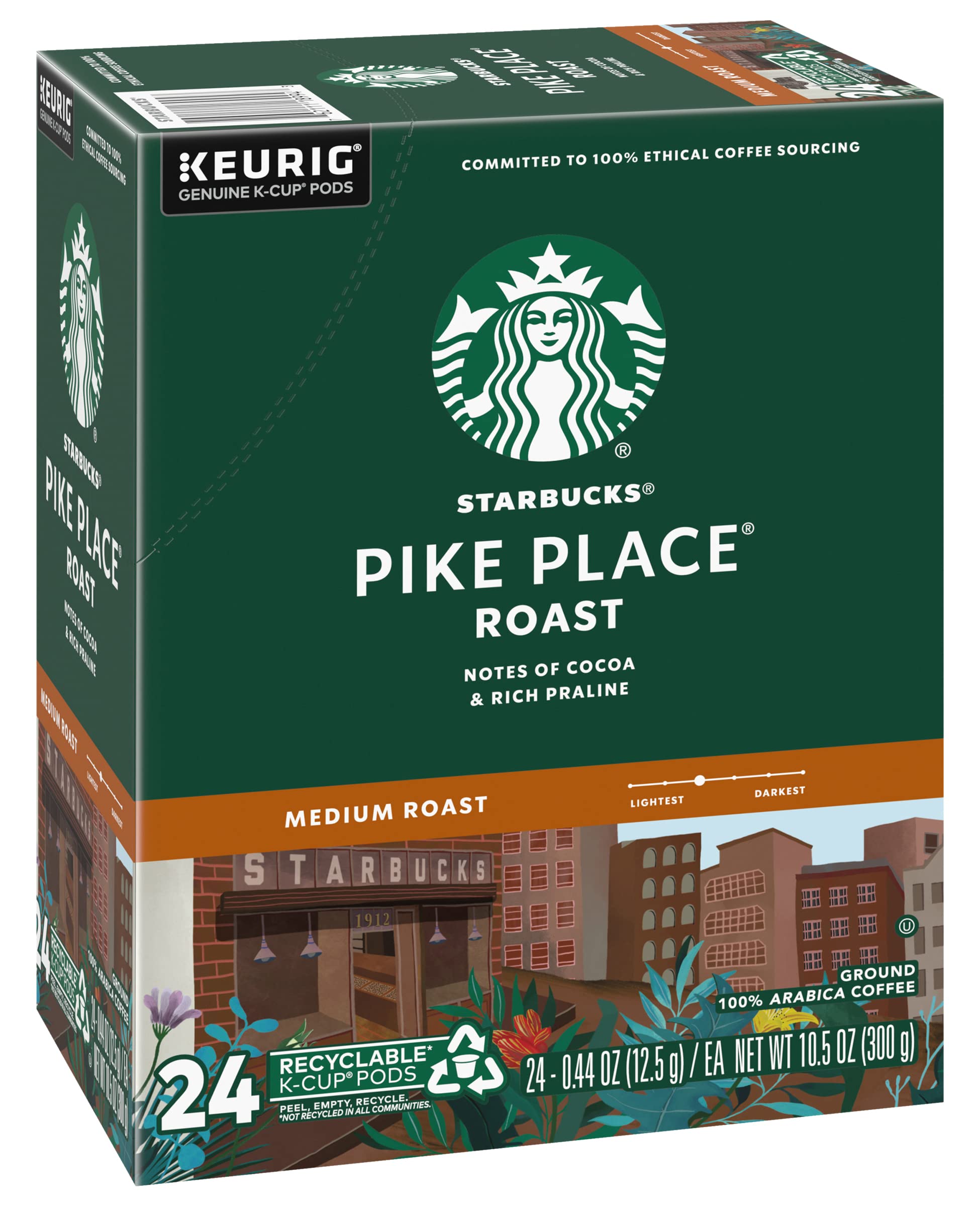Starbucks Pike Place Roast Coffee K-Cups - Medium Roast Coffee Pods for Keurig Brewers - Perfect for Home, Office & Morning Coffee Routine