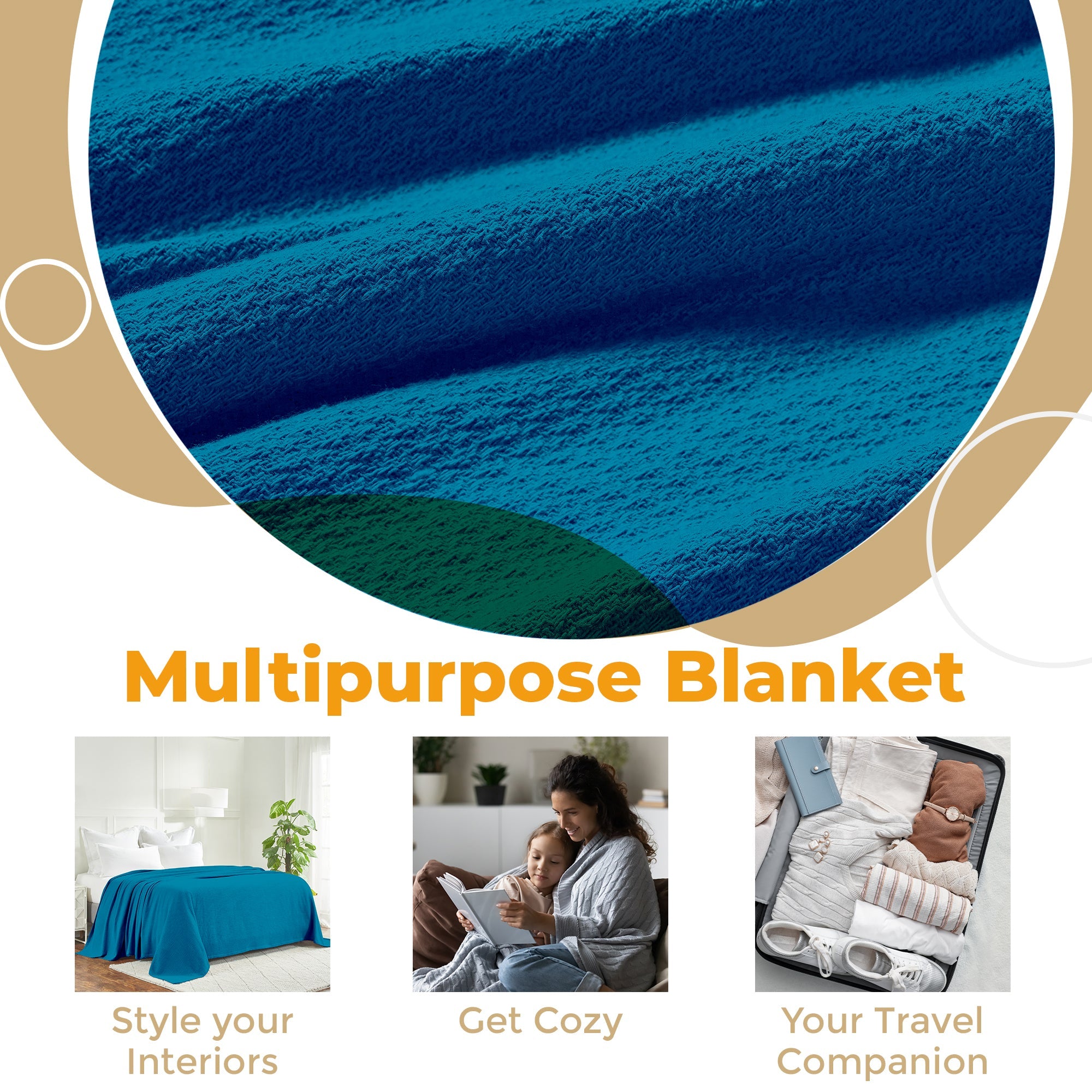 Premium Textured Cotton Waffle Weave Blanket - Soft & Breathable Throw for Bed, Sofa & Couch - Cozy Home Decor Gift for All Seasons