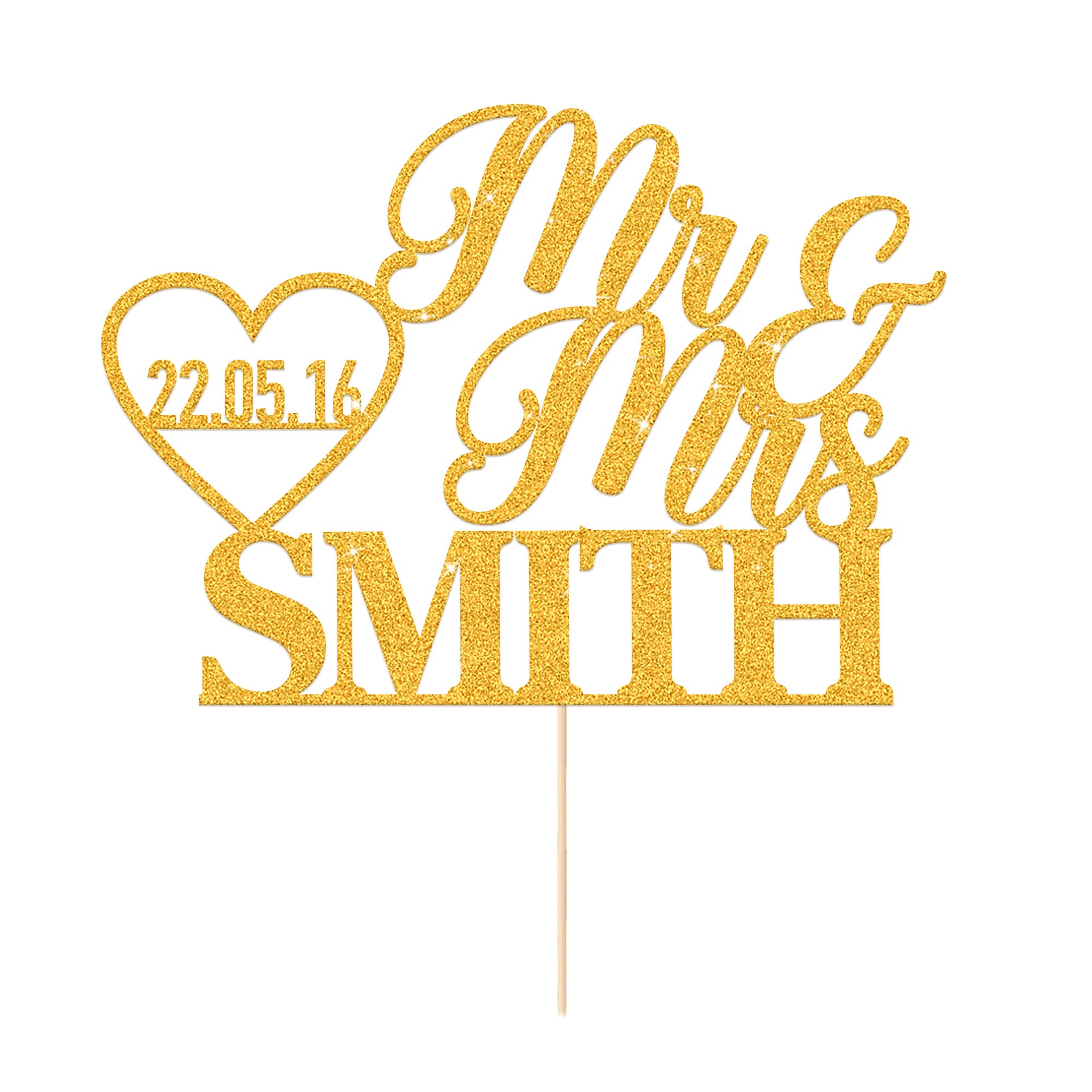 Personalized Wedding Cake Toppers - Custom Mr & Mrs Bride & Groom Cake Decorations | Multicolor Wedding Party Cake Topper for Anniversaries, Bridal Showers & Reception Centerpieces