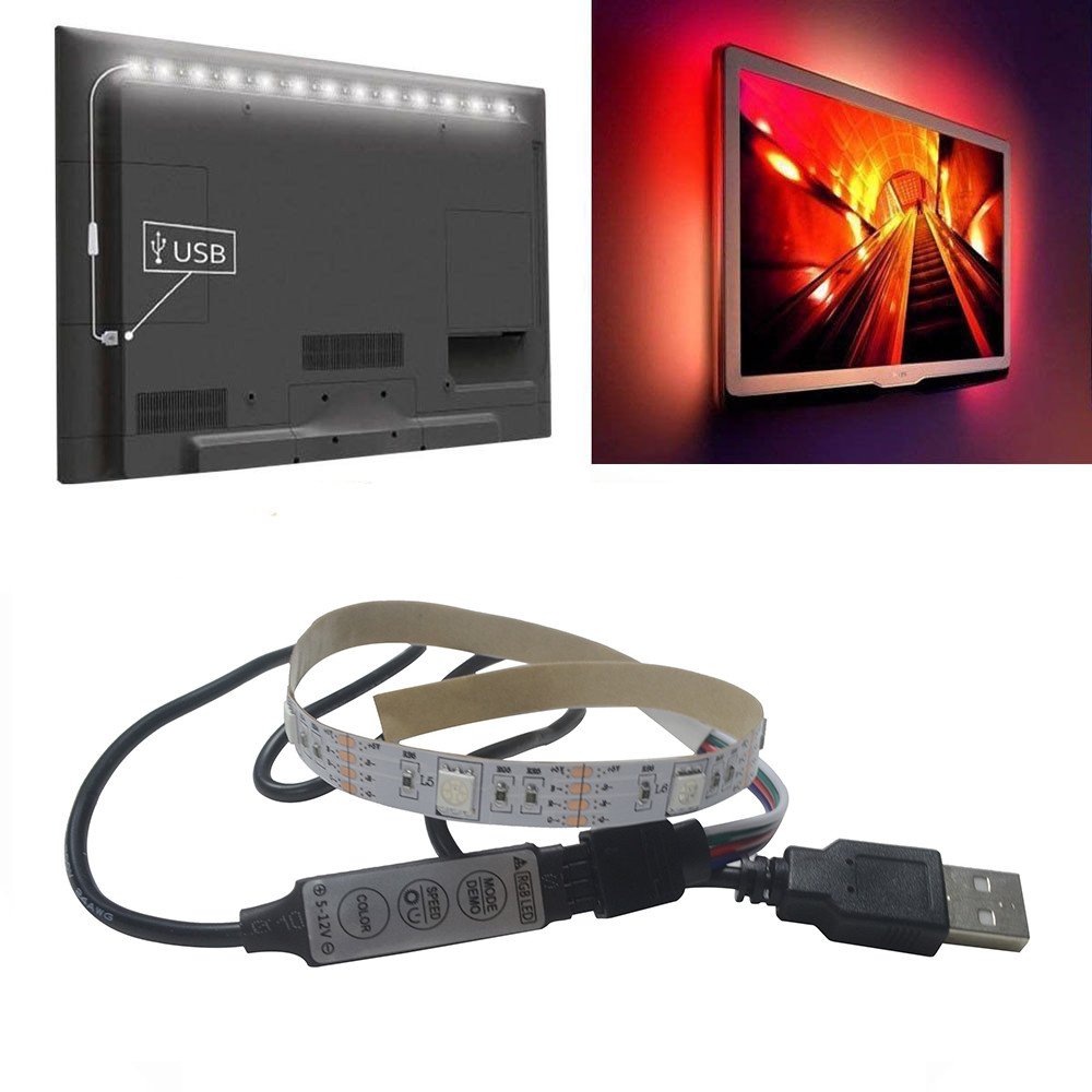 Aozhen 5V 5050 RGB LED Light Strip Kit - 30CM 9SMD TV Backlight, 50 Mini Warm White LED String Lights for Outdoor/Indoor Decoration, Home Theater, Gaming Setup, and Holiday Lighting (White, One Size)