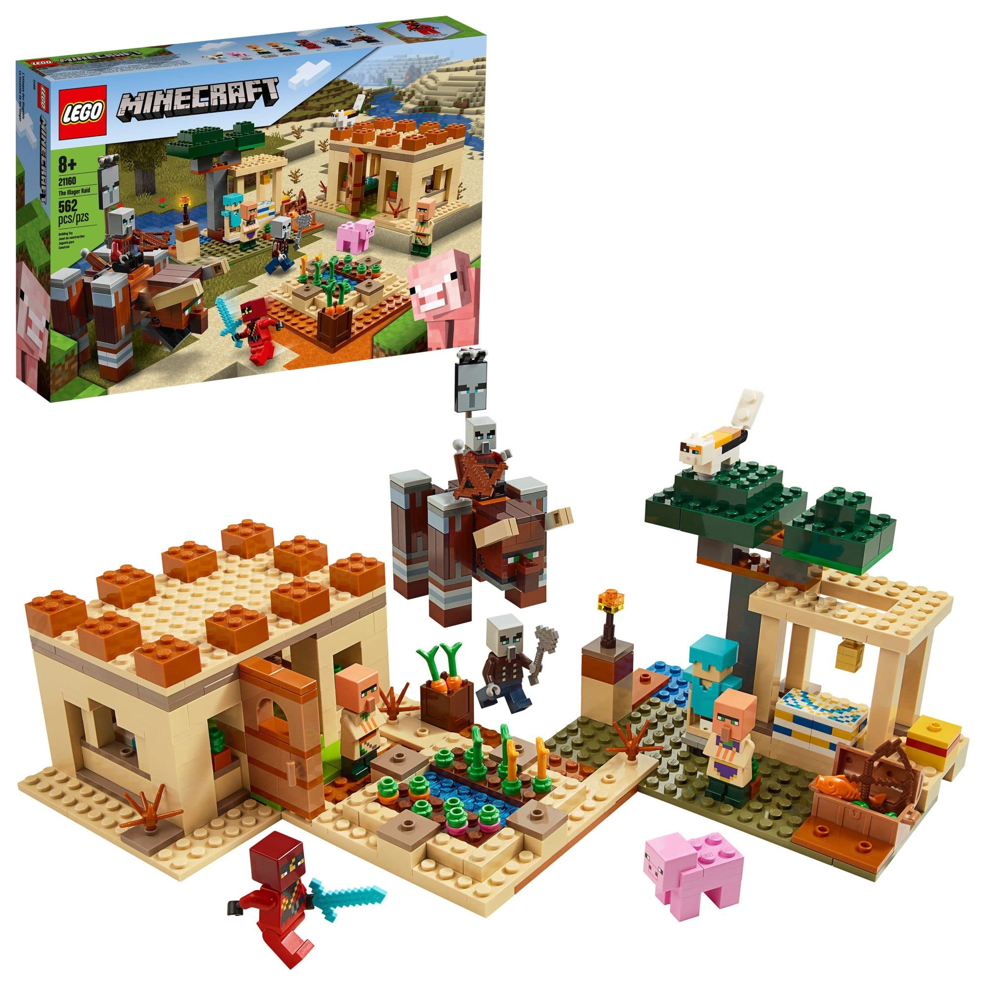 LEGO Minecraft The Illager Raid 21160 Building Blocks Set (562 Pieces) - Creative Construction Toy for Kids, Perfect Gift for Boys & Girls Who Love Minecraft - Build & Play Minecraft Adventures at Home
