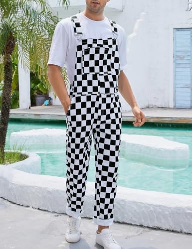Mens Overalls - Black and White Checkered
