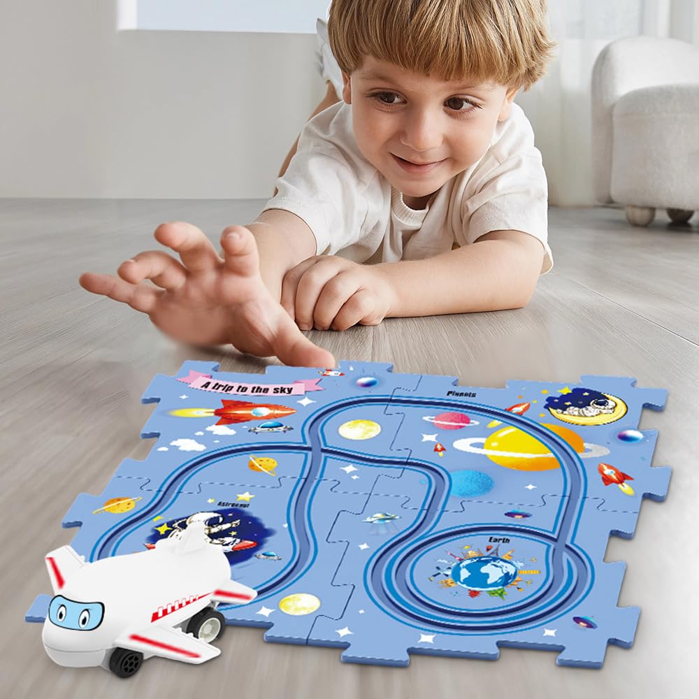 2023 New DIY Electric Trolley Assembling Kit - Educational Puzzle Track Car Toy Set for Kids | Railcar Building Vehicles & Puzzle Board | STEM Learning Toys for Toddlers - Perfect for Home Play, Classroom Activities & Birthday Gifts