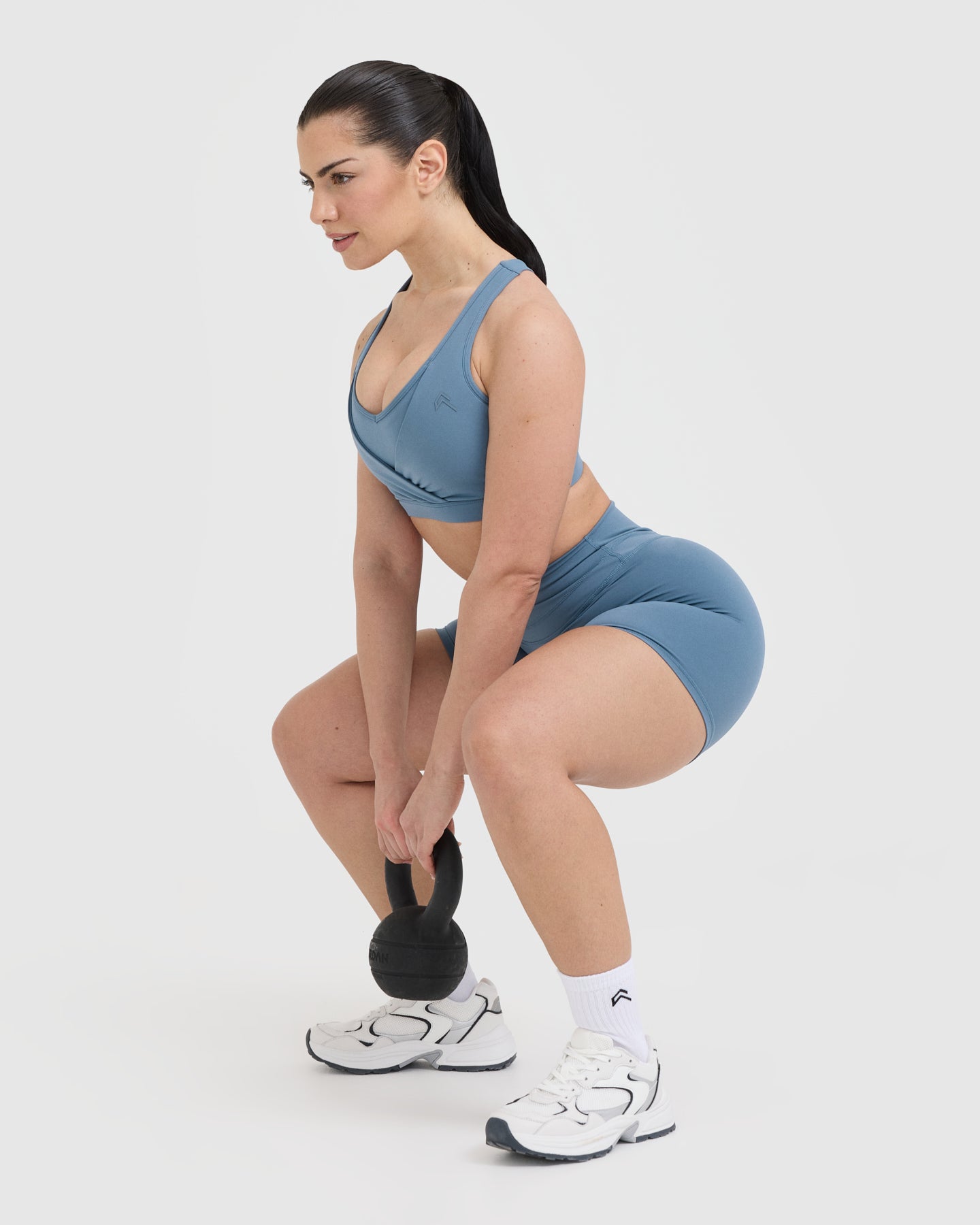 High Support Sports Bra for Women - Moonstone Blue | Seamless Workout Top for Running, Yoga & Gym | Breathable & Comfortable Activewear