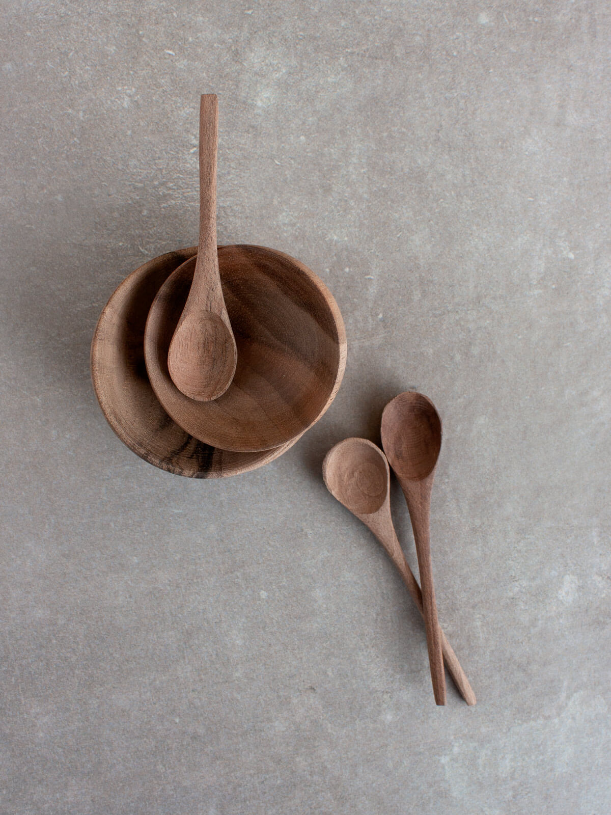Premium Walnut Wood Spice Bowl and Spoon Set - Handcrafted Kitchen Organizer for Salt, Pepper, Herbs - Perfect for Cooking, Baking & Tabletop Decor