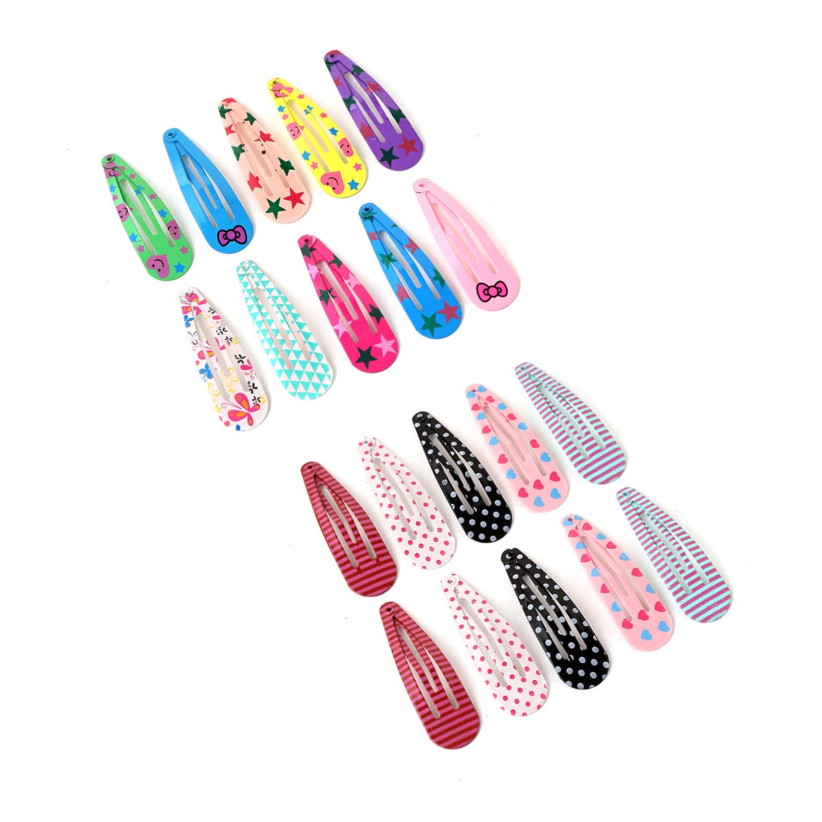 Melbees by Yellow Chimes 20-Piece Girls Hair Clips Set - Colorful Snap Clips & Tic Tac Hair Pins for Kids, Cute Hair Accessories for School, Parties & Everyday Wear
