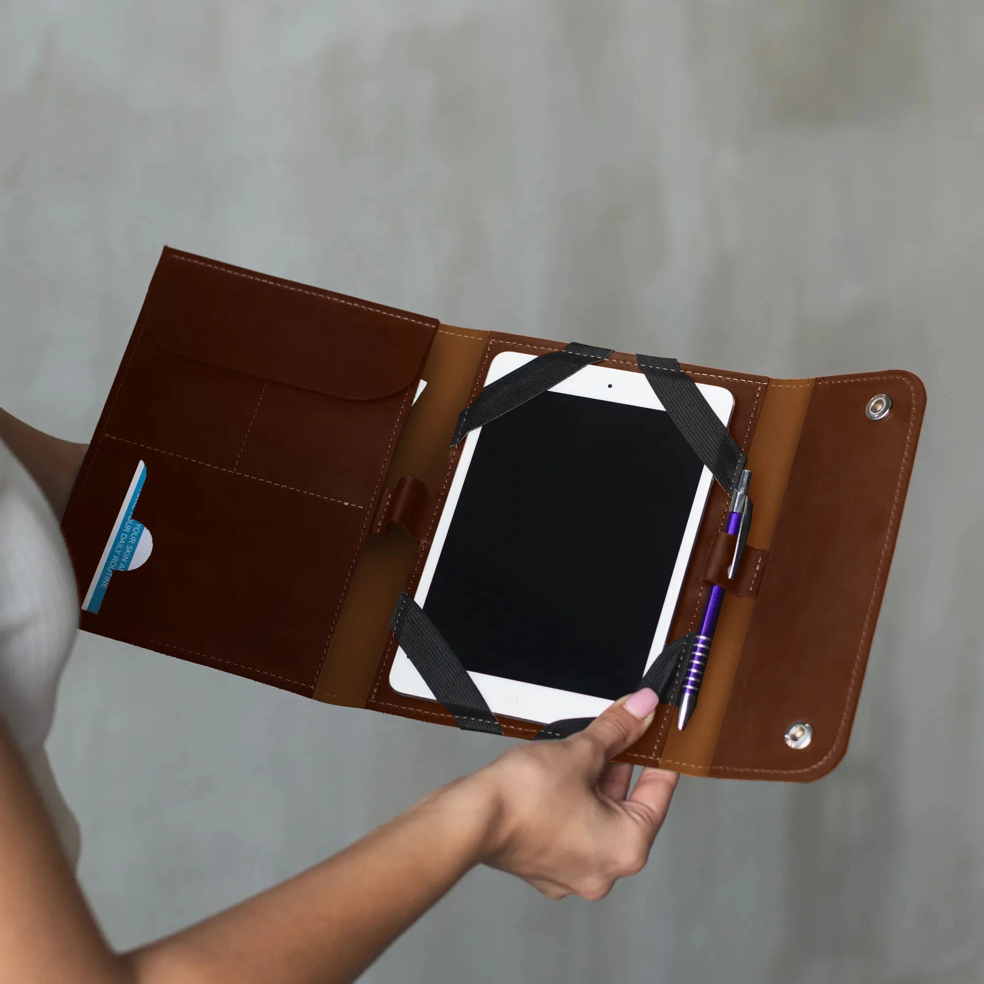 Premium Genuine Leather iPad Portfolio Case - Slim Protective Cover for iPad Pro/Air/Mini with Stand Function | Perfect for Business, Travel & Home Use