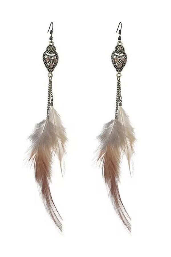 Vintage Chain Tassel Bohemian Feather Earrings for Women - Handmade Boho Chic Jewelry for Parties, Festivals & Everyday Wear