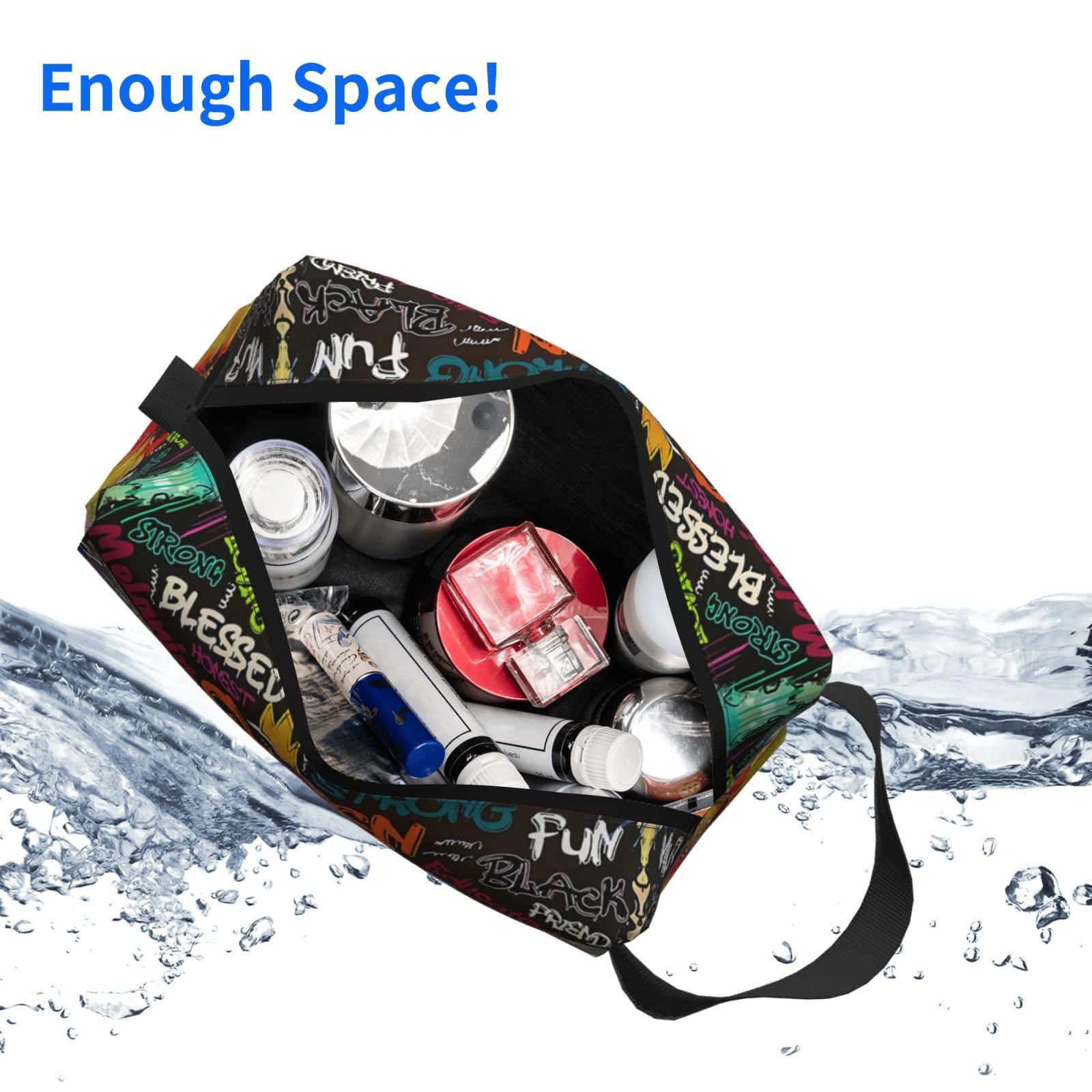 African American Women's Waterproof Makeup Bag - Large Travel Cosmetic & Toiletry Organizer for Women & Girls | Perfect for Travel, Gym, and Daily Essentials Storage
